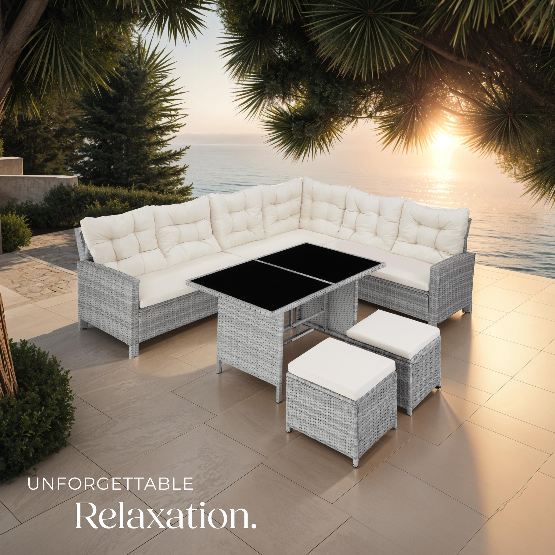 Corner Sofa Garden Furniture Table and Chairs Rattan Set Outdoor Metal Bistro - Picture 57 of 61