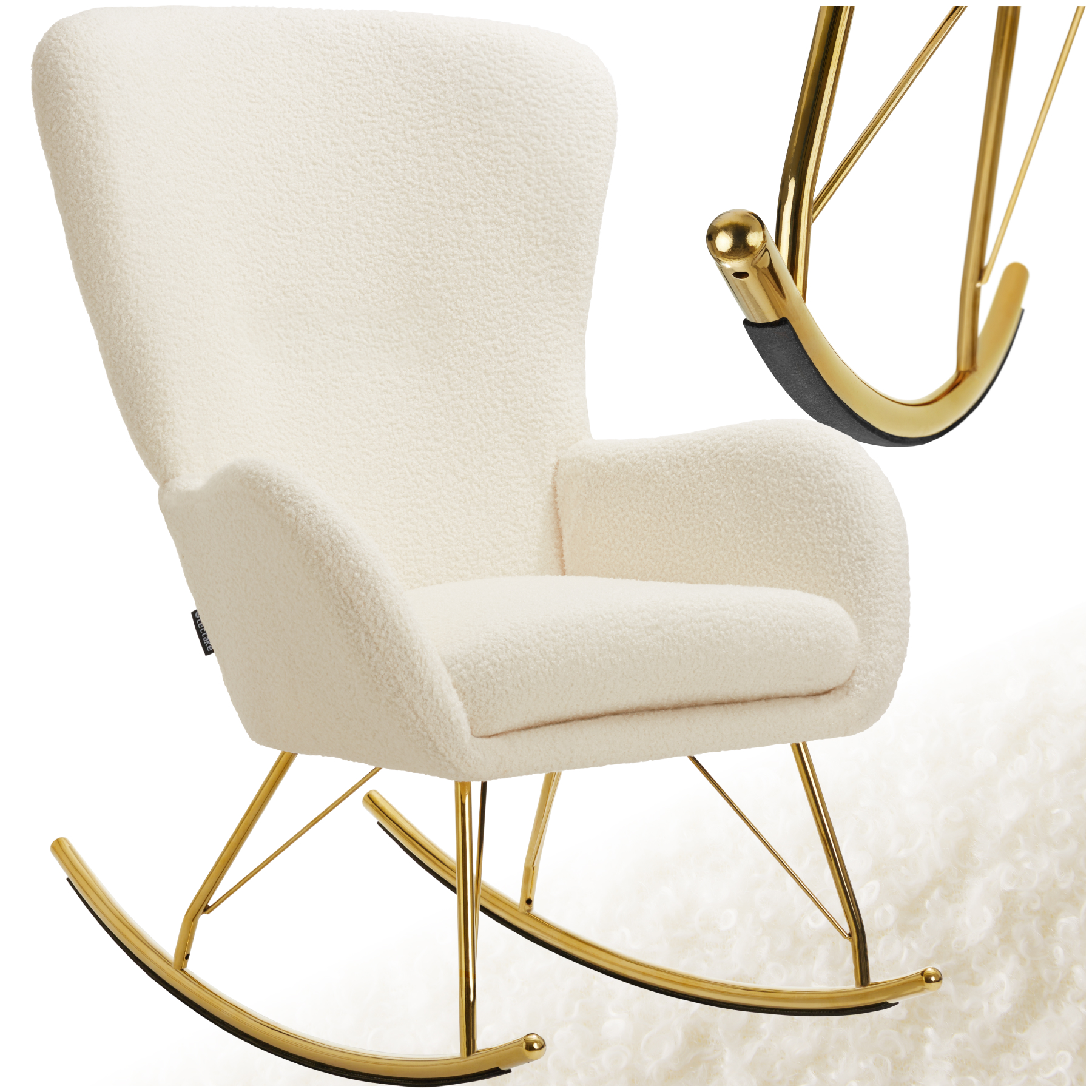 Schaukelstuhl Swing mit Stahlkufen und dicker Polsterung - creme/gold von tectake