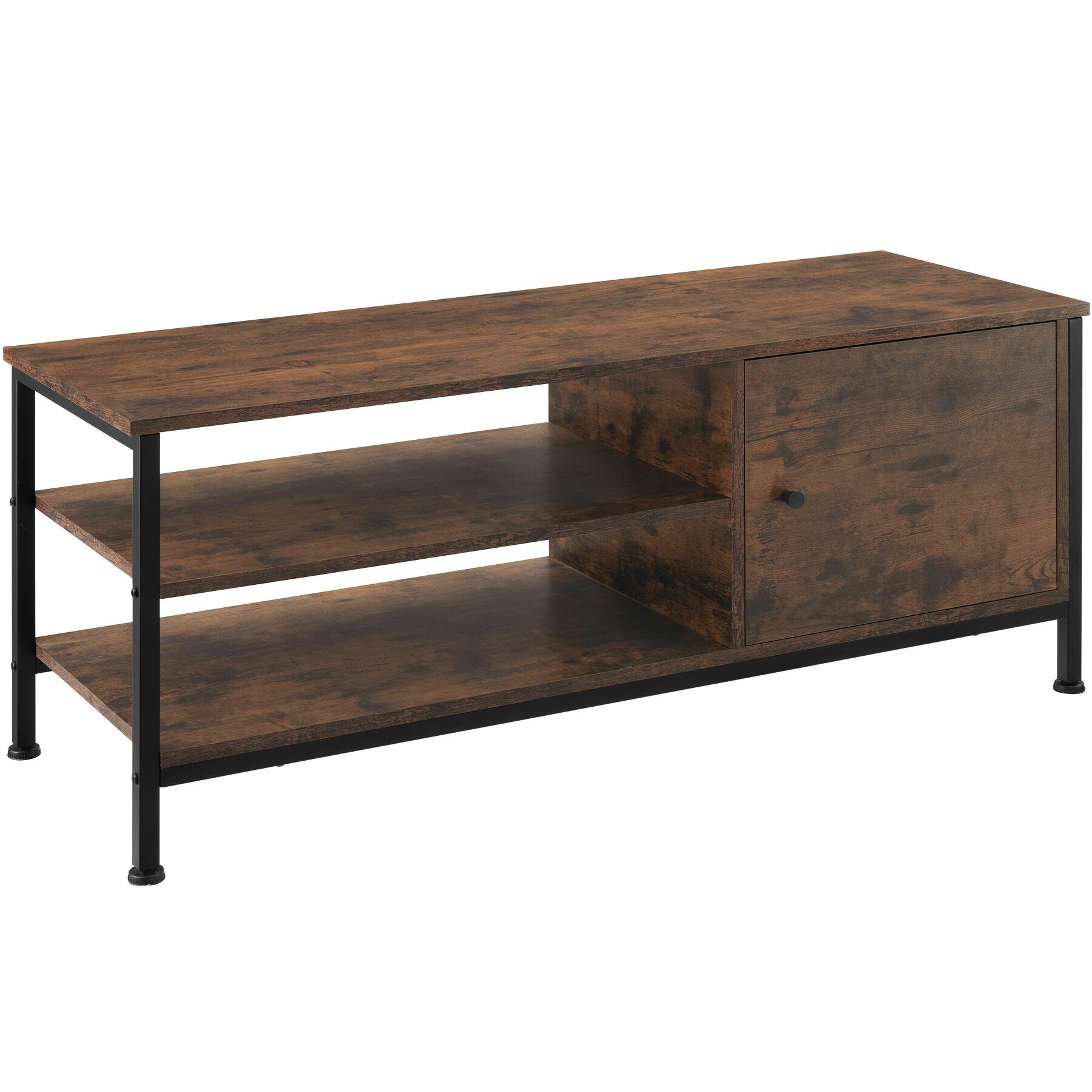 Móvel baixo para TV DURBAN 110x40x45,5 cm - Madeira industrial escura, rústica | tectake