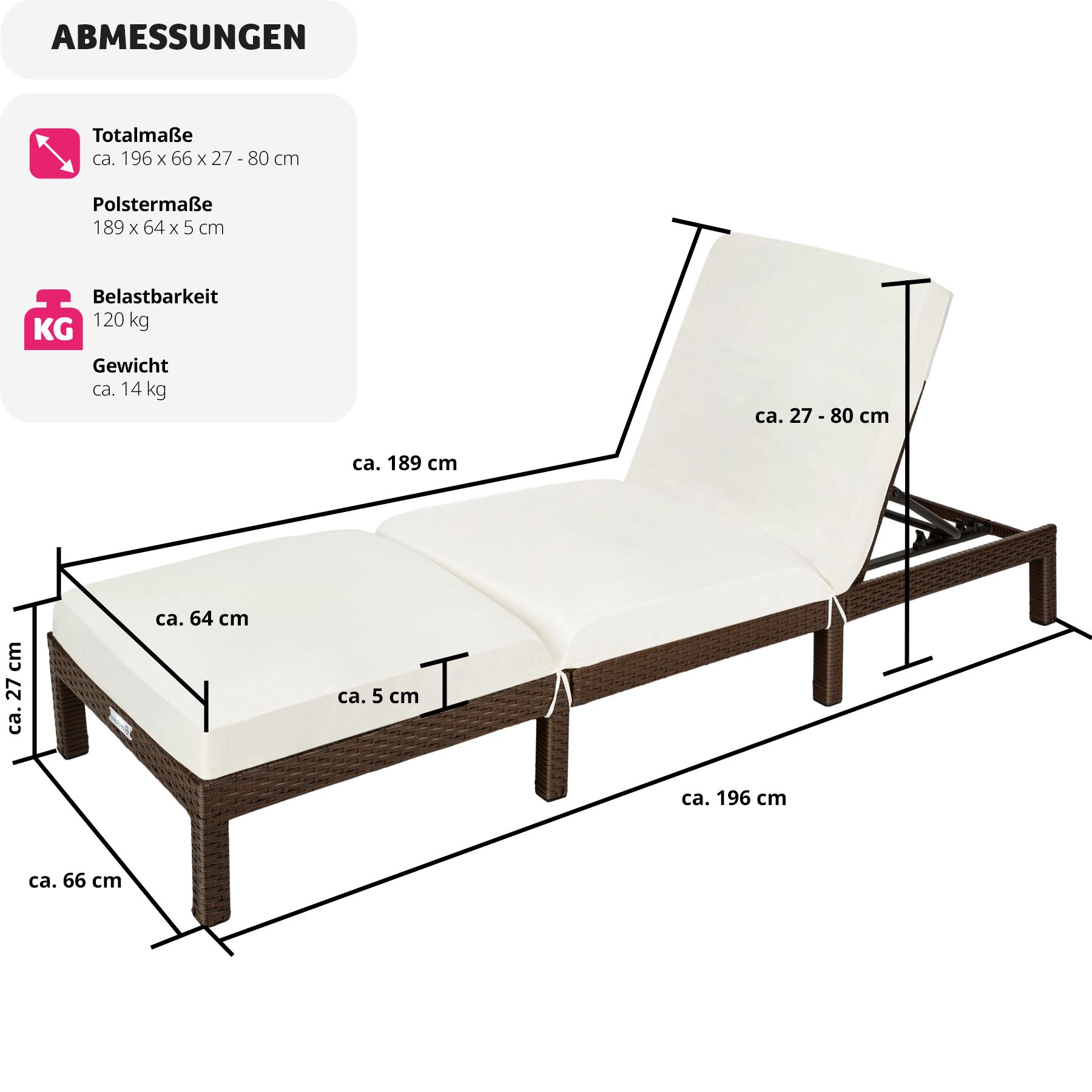 Polyrattan Sonnenliege Gartenliege Relaxliege Rattanliege Garten Strandliege