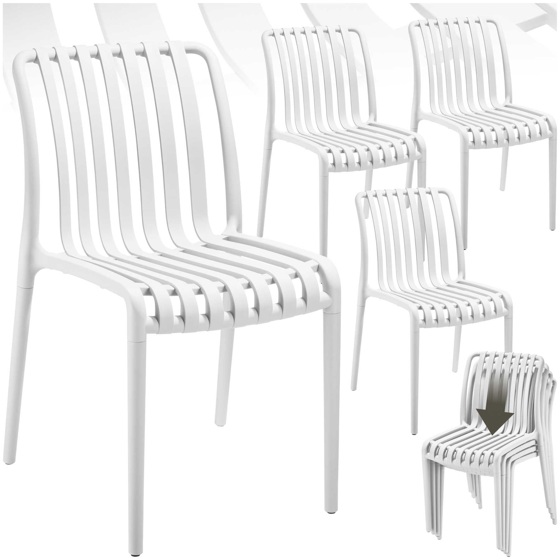 Chaises de jardin ALCUDIA résistantes aux intempéries et empilables - crème, Lot de 4 | tectake