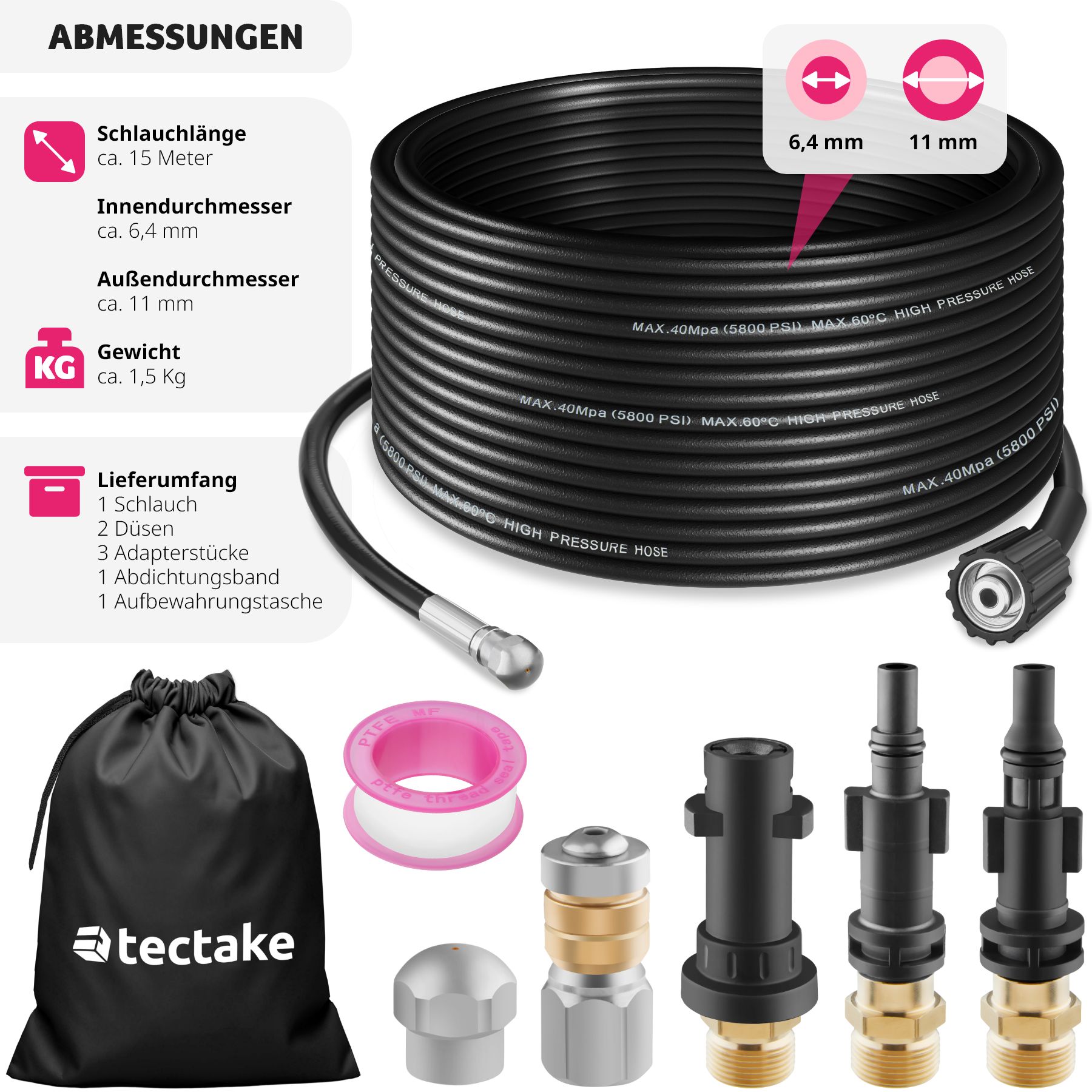 Rohrreinigungsschlauch 15-30m Abflussreiniger Kanalratte Rohrreiniger Schlauch - Produktbild 5