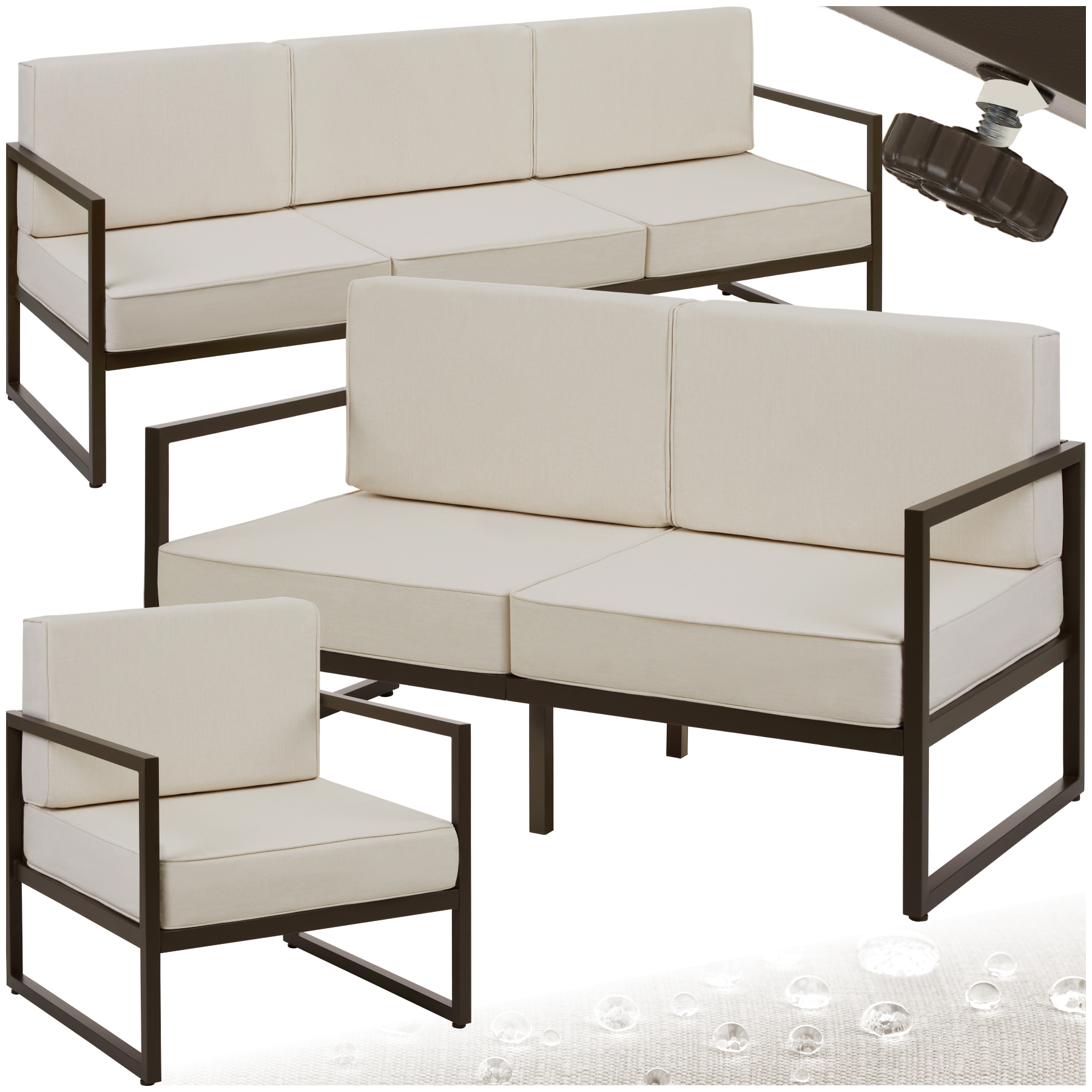 Salon de jardin COMOSA pour 6 personnes - marron/beige | tectake