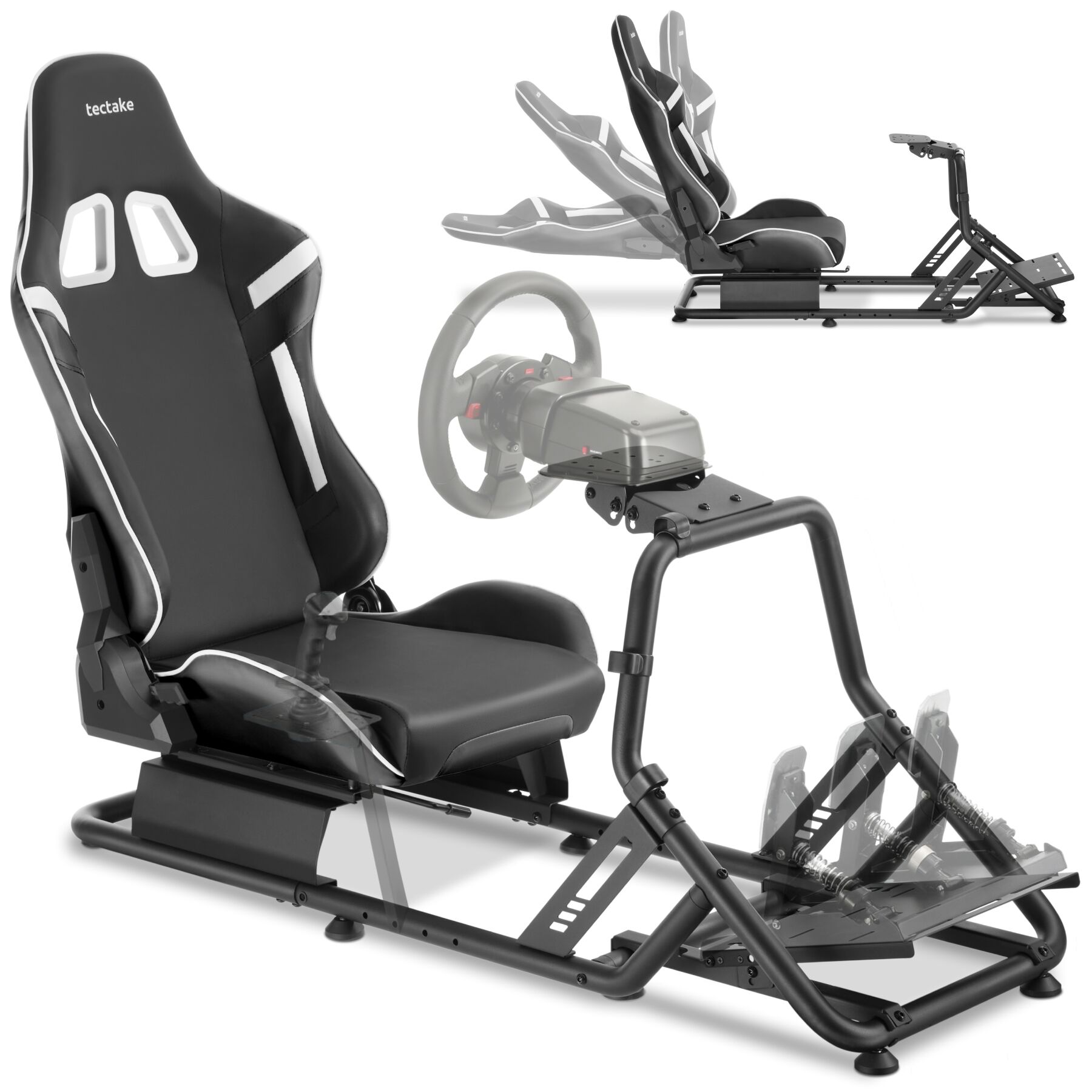 Play gaming chair, racing seat, compatible with many consoles - black/black | tectake