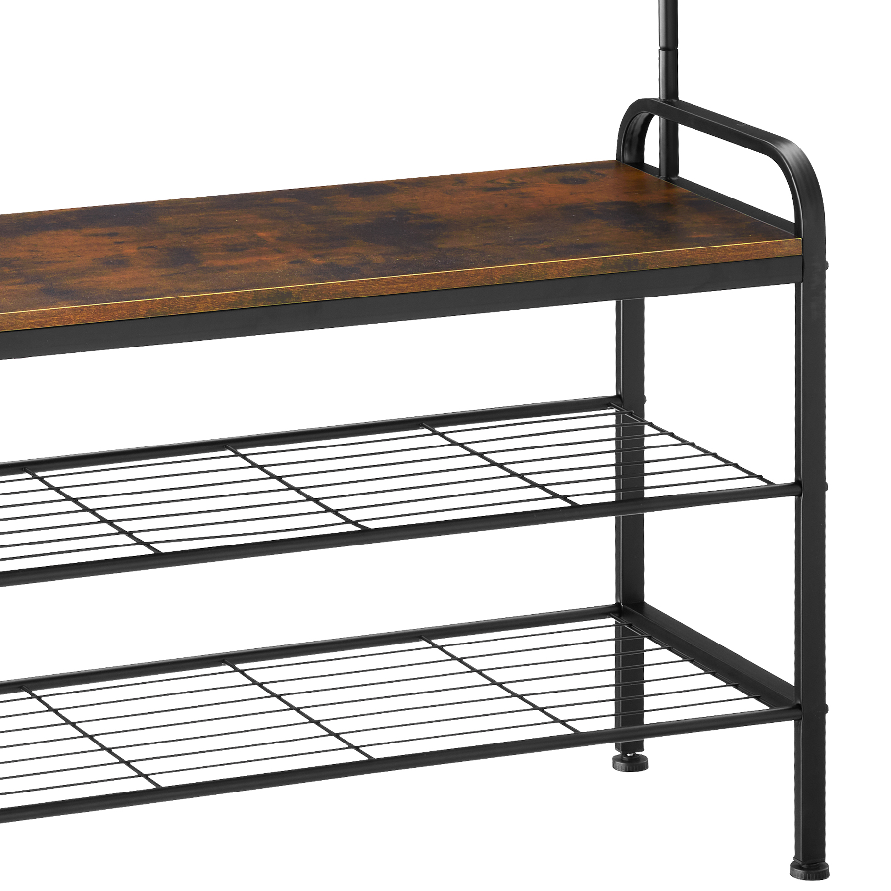 Garderobenständer Garderobe Kleiderständer mit Schuhregal Metall Holz Industrie - Produktbild 9