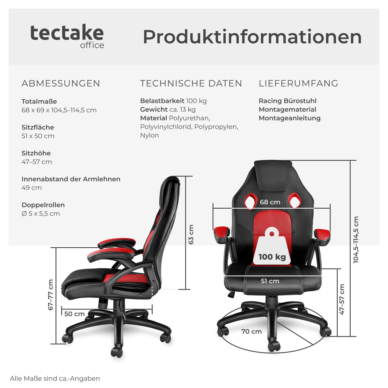 Bürostuhl Chefsessel ergonomisch Drehstuhl Schreibtisch Gamingstuhl mit Rollen - Produktbild 5