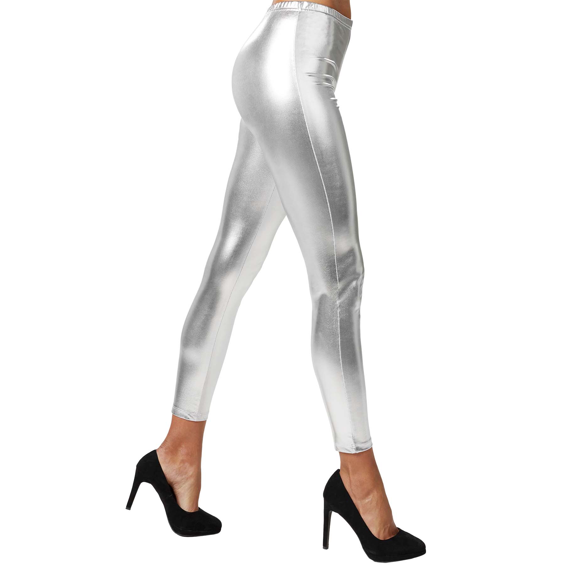 Woman Metallic Leggins Women Long Trouser Sexy Shiny Party Festival Lady Outfit - Picture 8 of 20