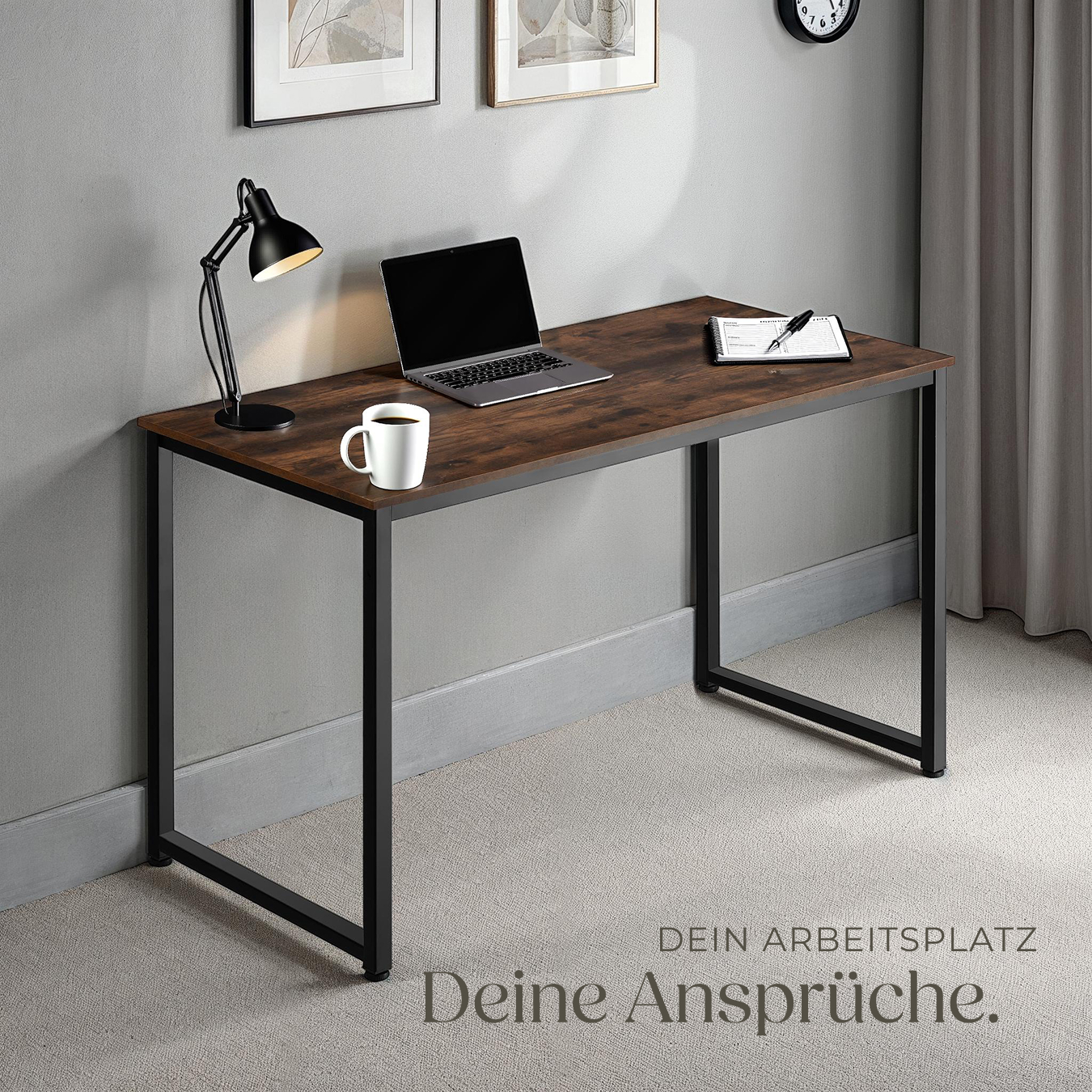 Schreibtisch Computertisch Bürotisch Tisch 120140 cm Holz Metall Industrie Stil