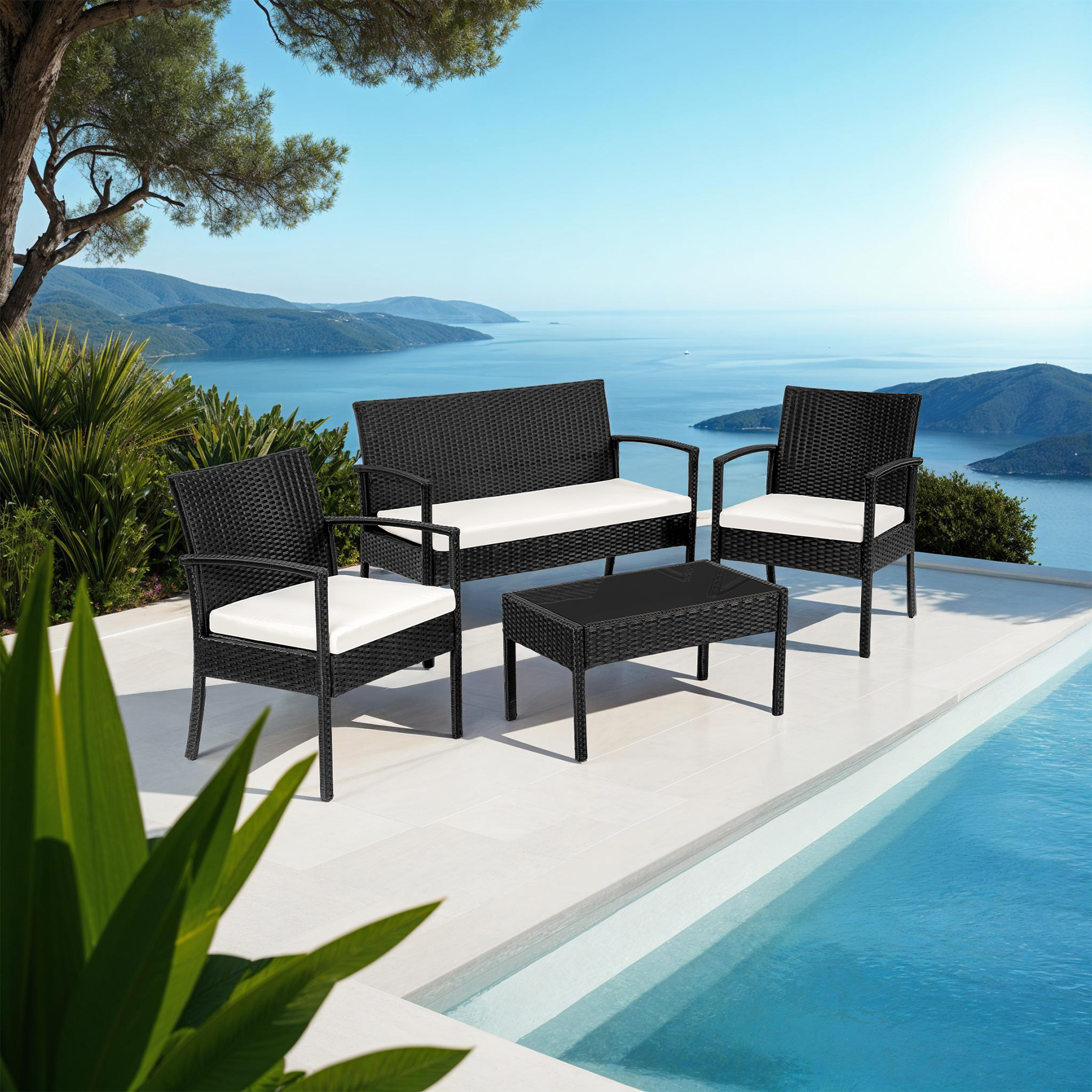 SET DI MOBILI RATTAN SINTETICO POLYRATTAN 2 POLTRONE DIVANO E TAVOLO GIARDINO nu - Foto 21 di 67