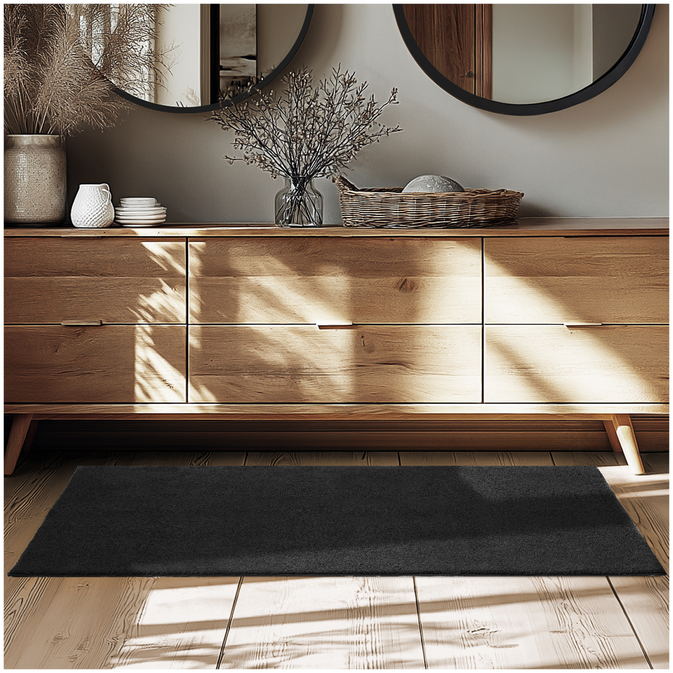 Kurzflorteppich Soft Zone - schwarz, 80 x 150 cm
