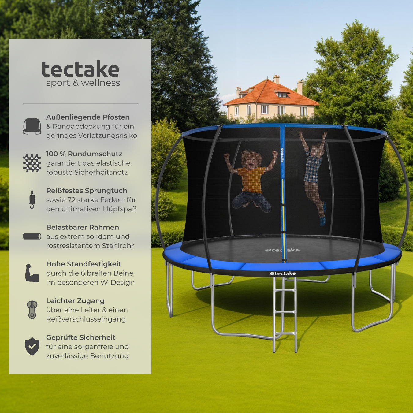 Trampolin mit Sicherheitsnetz Kindertrampolin Outdoor Kinder Gartentrampolin - Bild 27 von 37