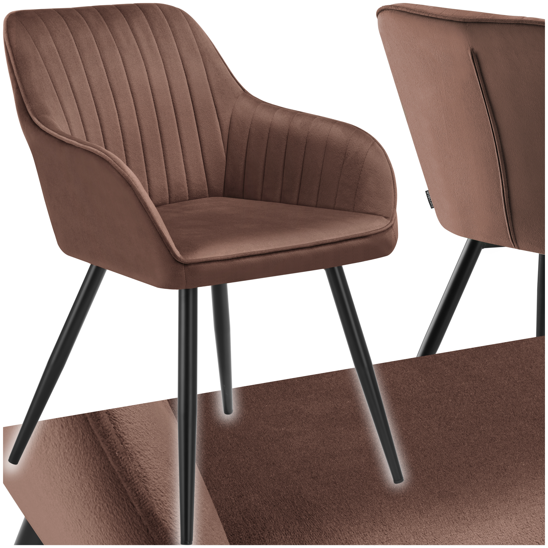 Stuhl Marilyn, Samtoptik, gesteppt - braun/schwarz, pro Stück