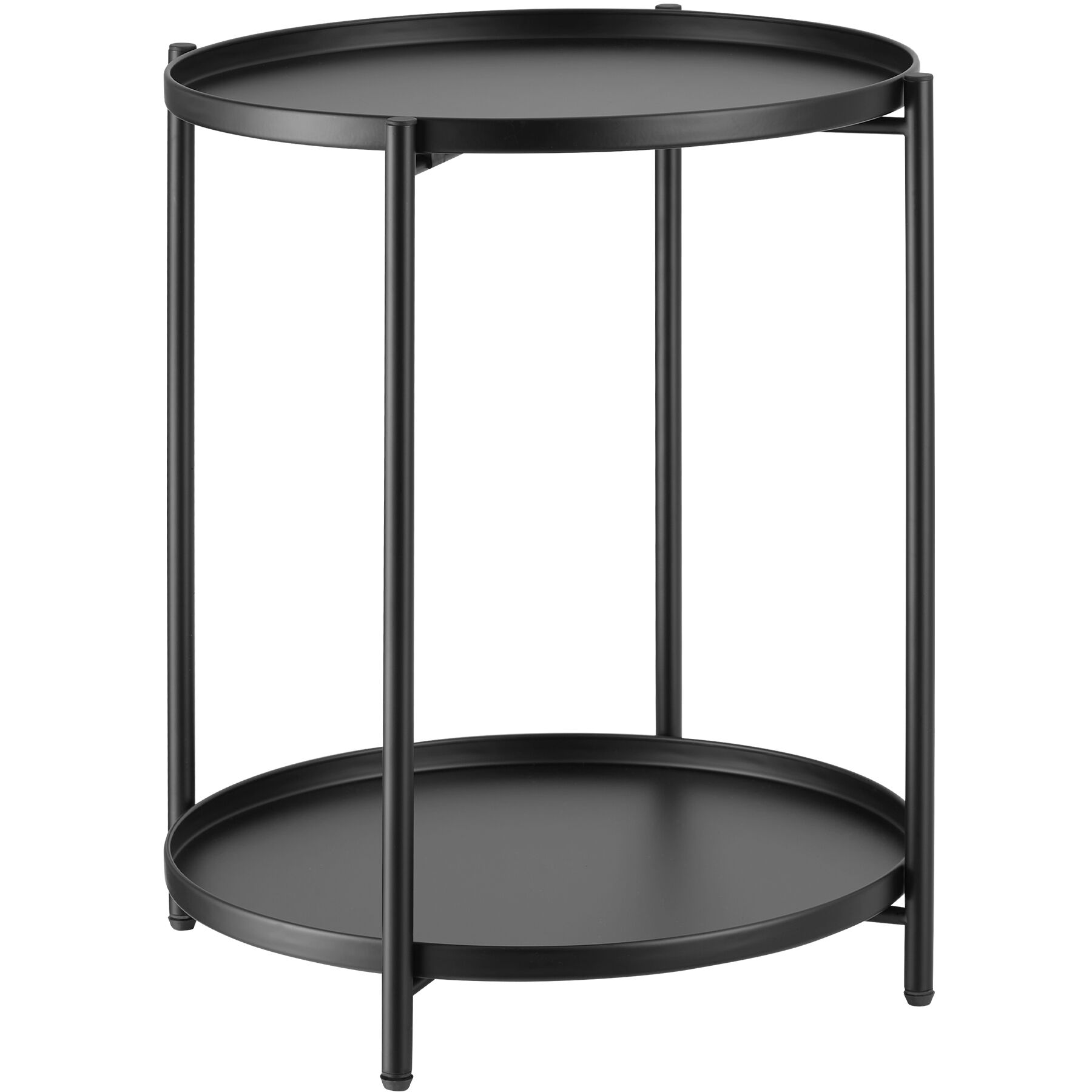 Bedside Table Oxford - round with removable shelves, 45.5 x 45.5 x 53 cm - black