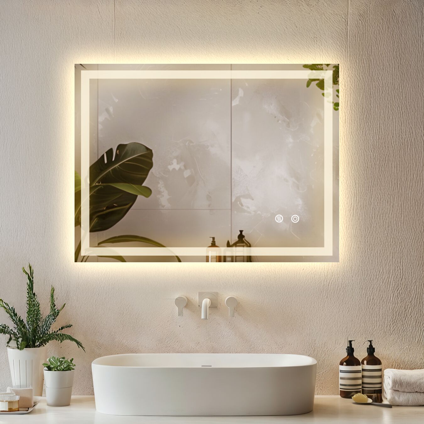 LED-Badezimmerspiegel Clara, dimmbar, mit 3 Lichtfarben - 50 x 70 cm