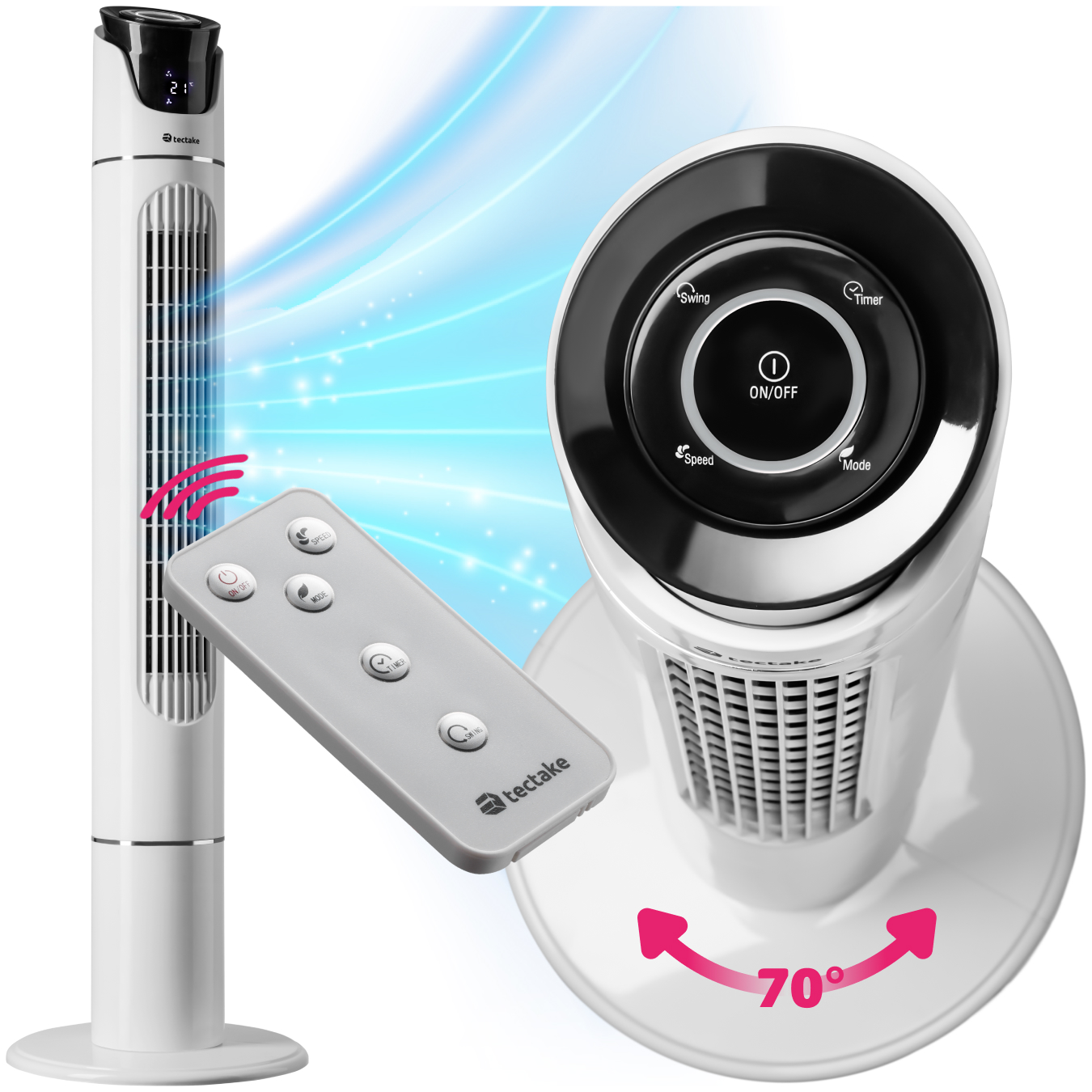 Golvfläkt 110 cm - vit | tectake