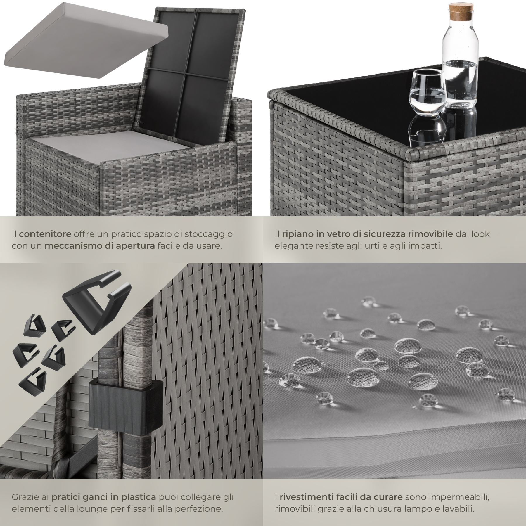 Salottino in Rattan Mobili Giardino Set Terrazza Poltrone Tavolo Box Contenitore - Foto 18 di 37