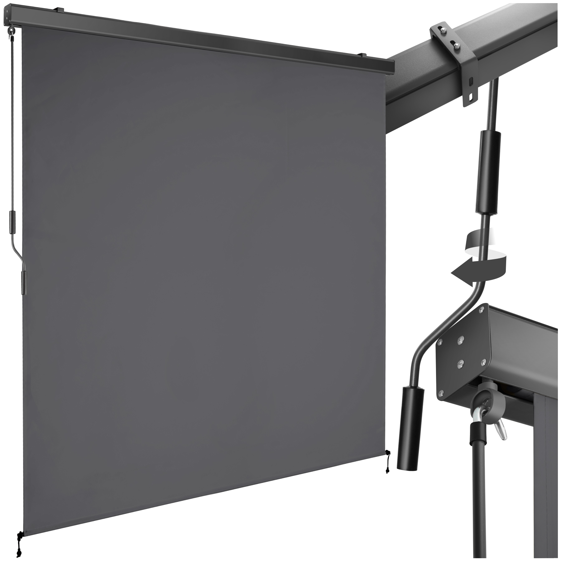 Store banne verticale ELOISE avec 2 supports muraux - 180 x 250 cm, gris foncé | tectake