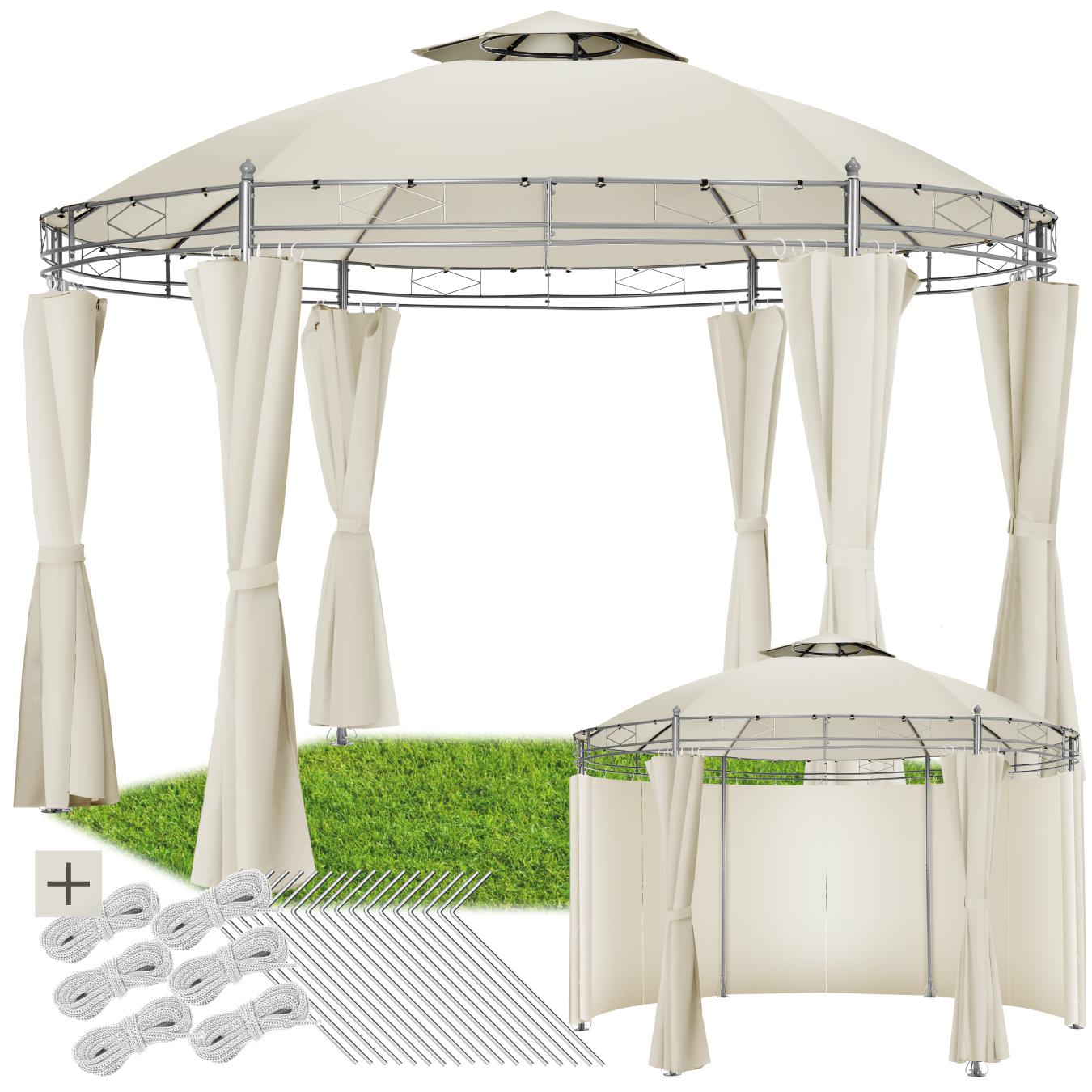 Gartenpavillon Siana Ø 3,5m - creme von tectake