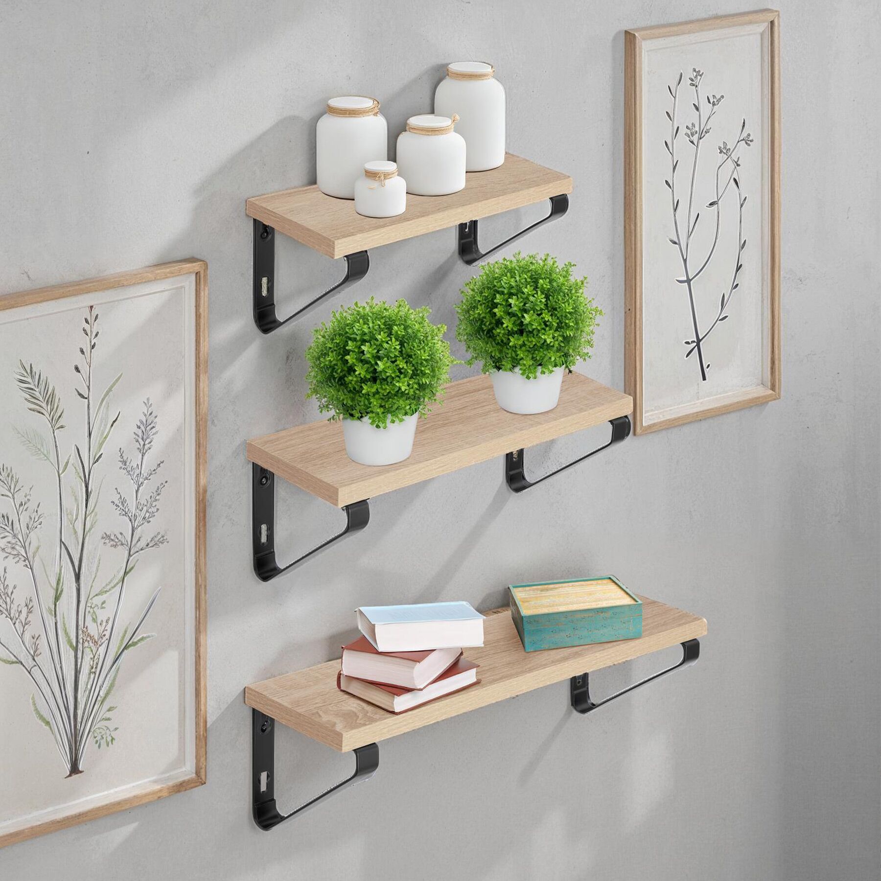 3er Set Hängeregal Wandregal Schweberegal Regal 30/35/40cm Industrie Holz Metall - Bild 24 von 25
