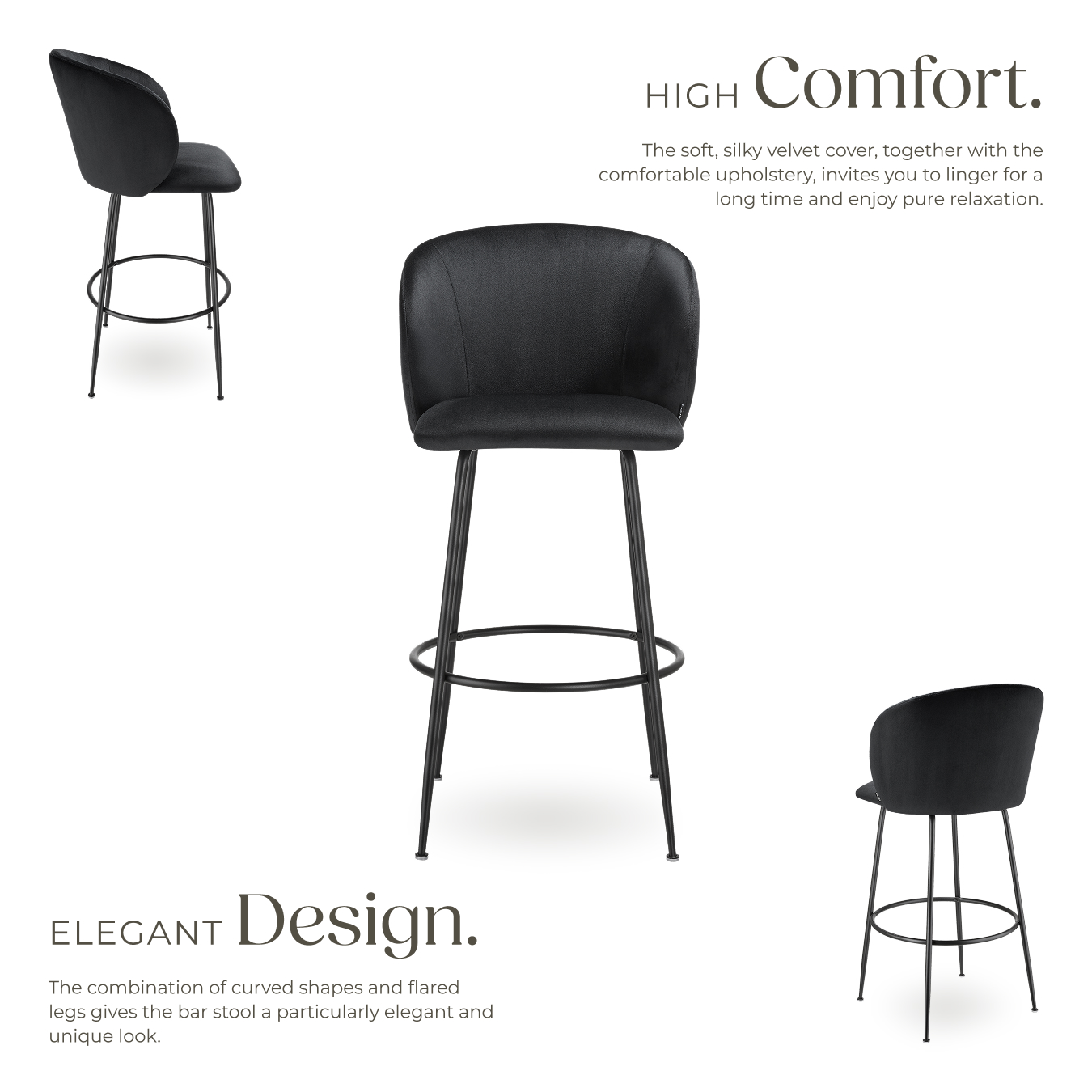 Bar Stools Chairs Faux Velvet Fabric Kitchen Dining Room Furniture Home Office - Picture 16 of 37