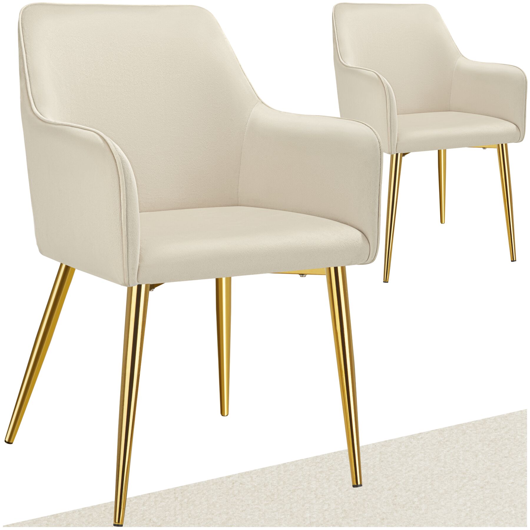 Armlehnstuhl Avane, Samtoptik, gepolstert - beige, 2er Set