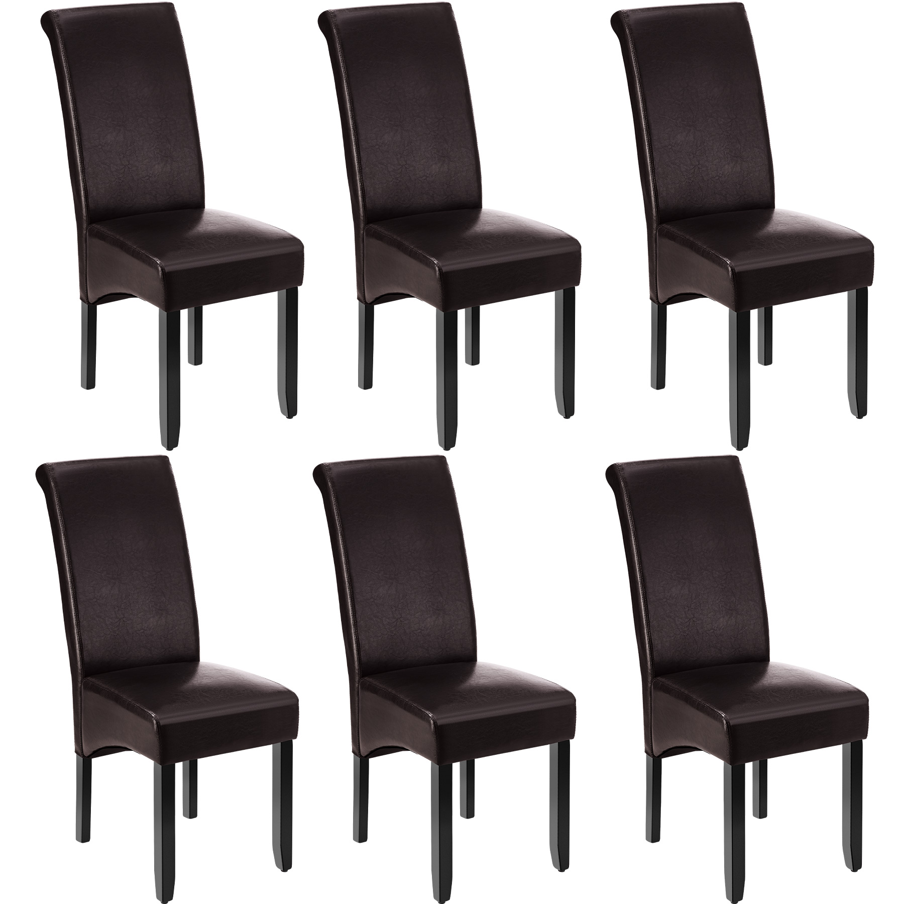 Esszimmerstuhl, ergonomisch, massives Hartholz - braun, 6er Set