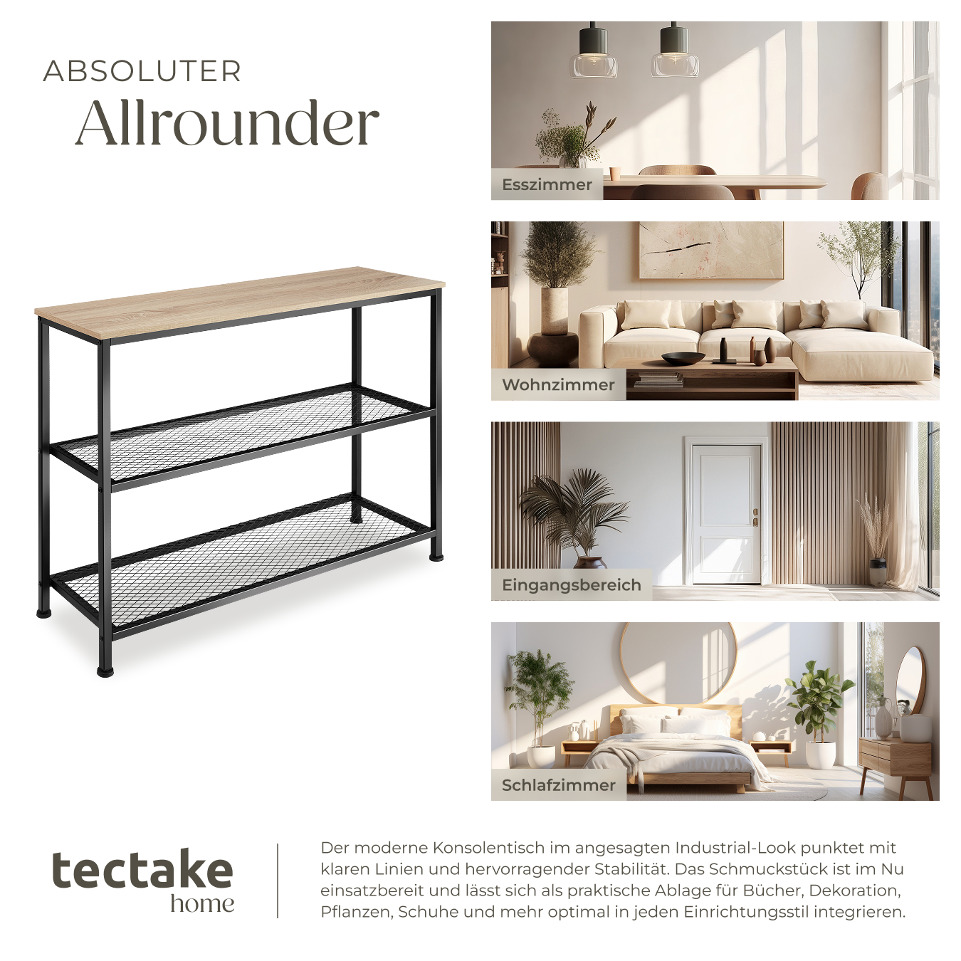 Konsolentisch Beistelltisch Anrichte Flurtisch Sideboard Industrial Look schwarz