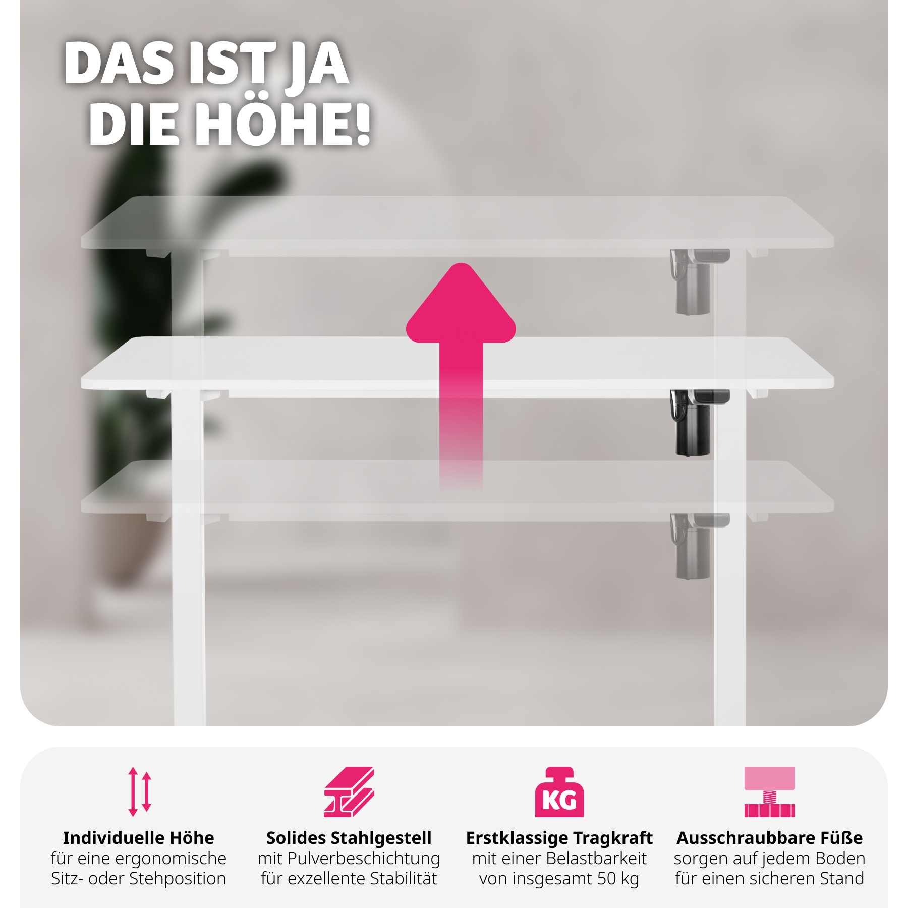 Höhenverstellbarer Schreibtisch Elektrisch Computertisch Arbeitsplatz PC-Tisch - Bild 4 von 37
