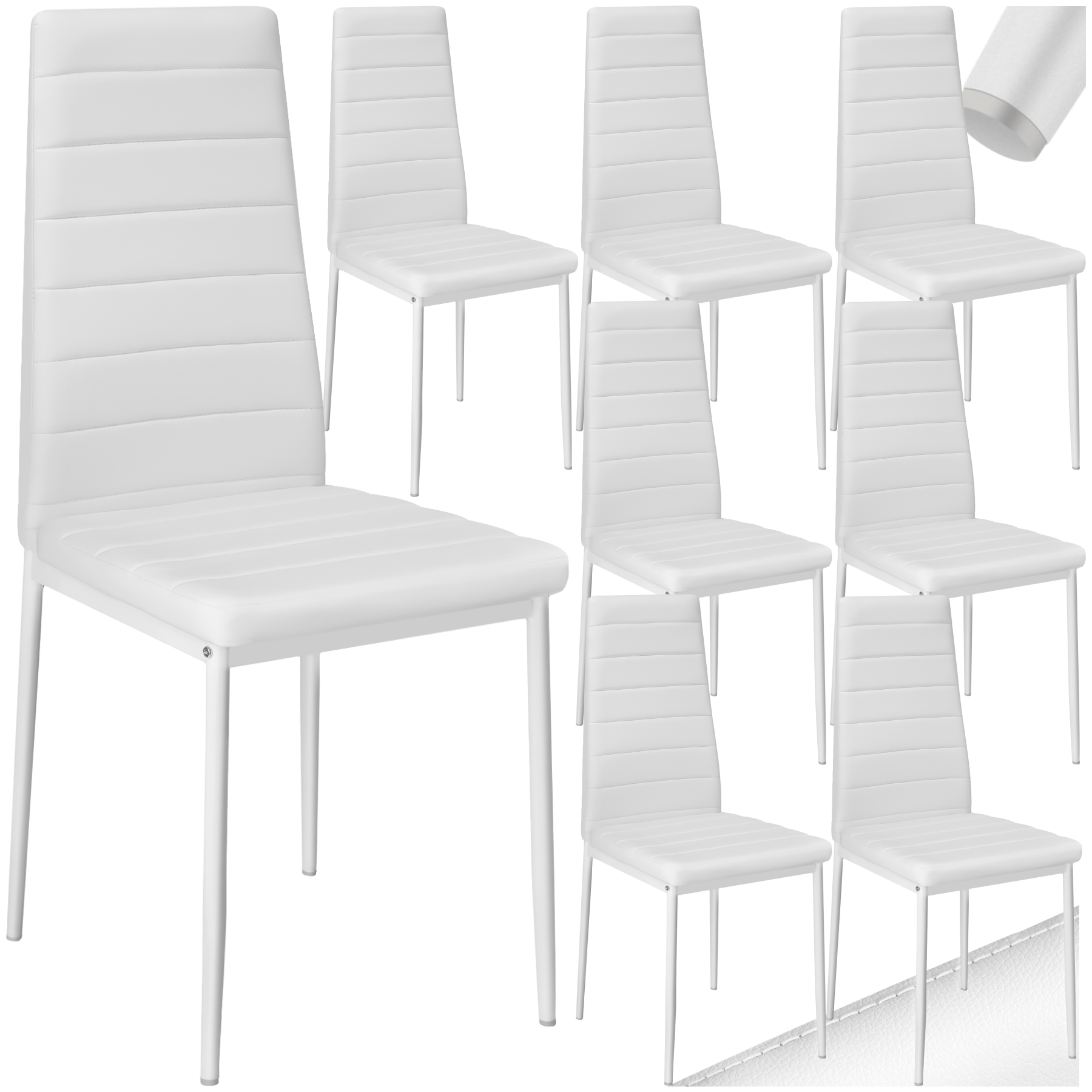 Esszimmerstühle Kunstleder - weiß, 8er Set
