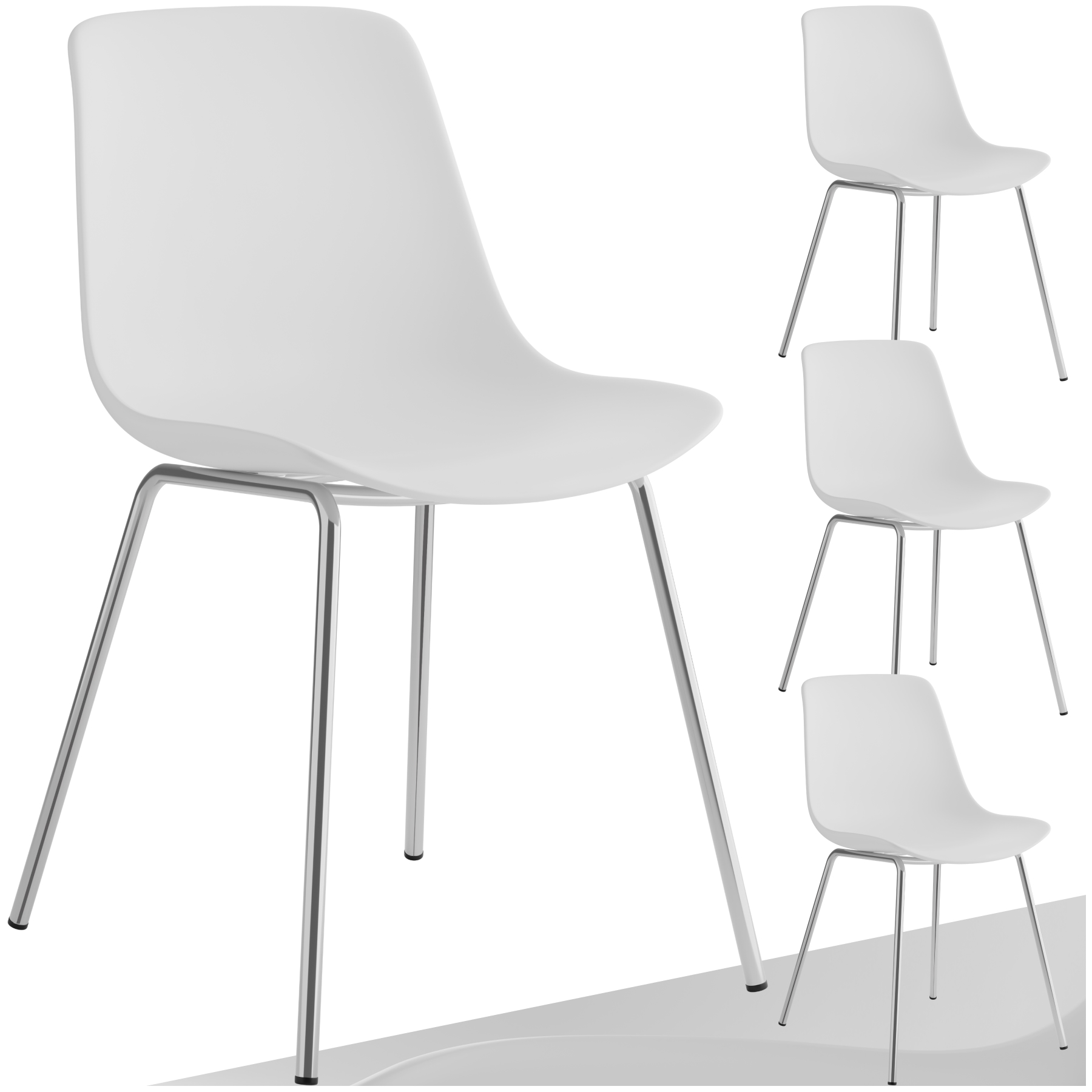 Cadeiras de plástico Mave, ergonómicas, carga máx. 120 kg - branco/cromado, Conjunto de 4