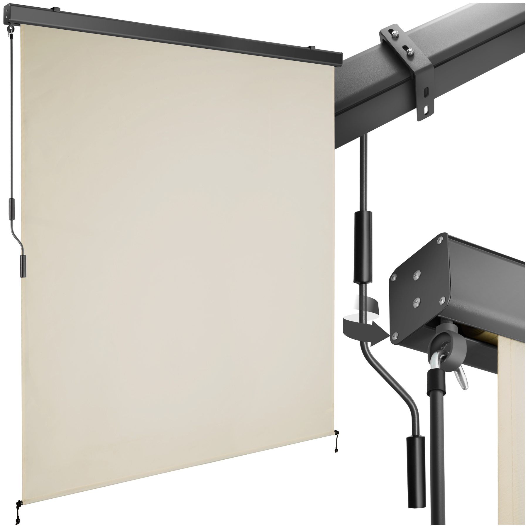 Senkrechtmarkise Eloise mit 2 Wandhaltern - 160 x 250 cm, beige