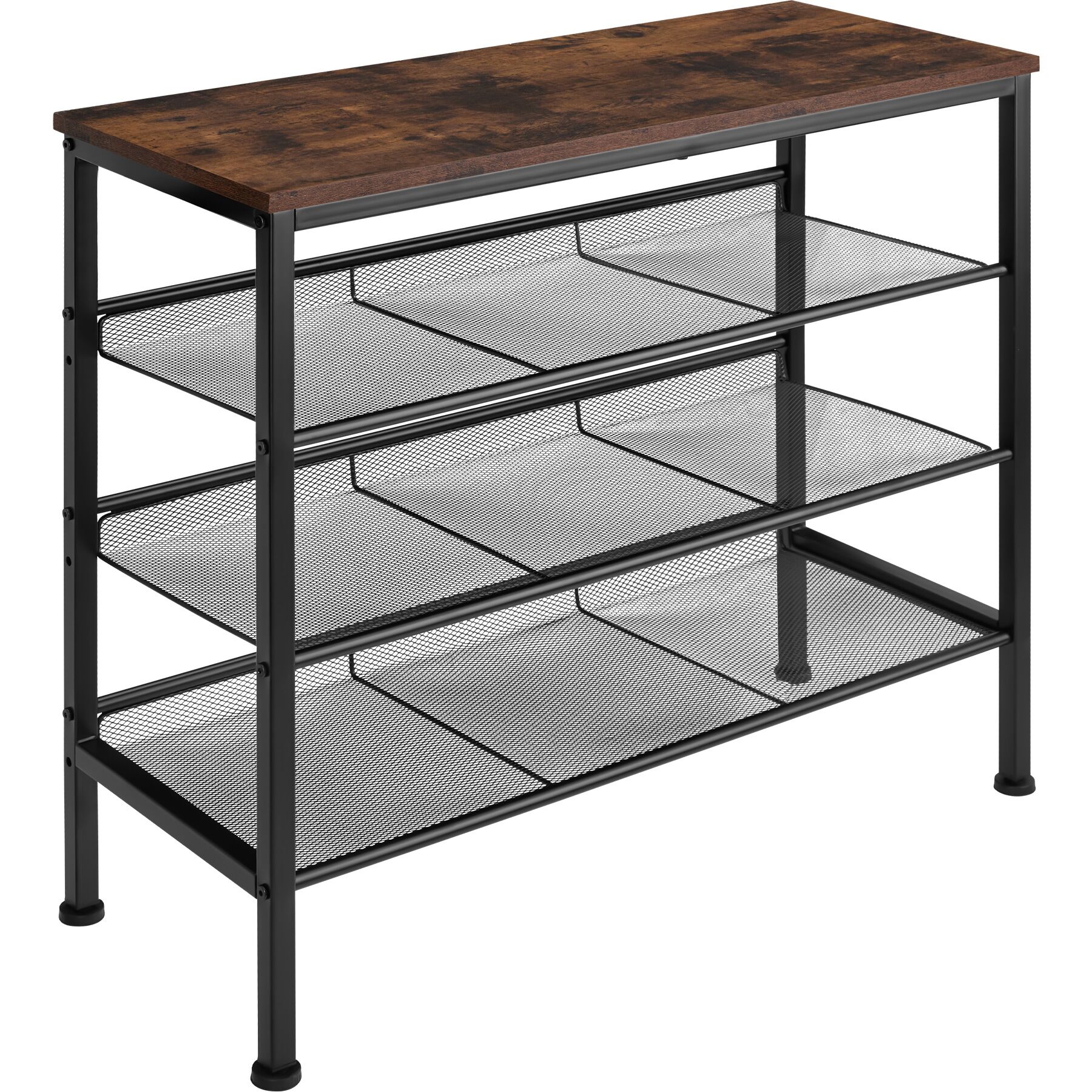 Shoe Rack Wolverhampton - surface shelf and 3 grid shelves, industrial style - Industrial wood dark, rustic