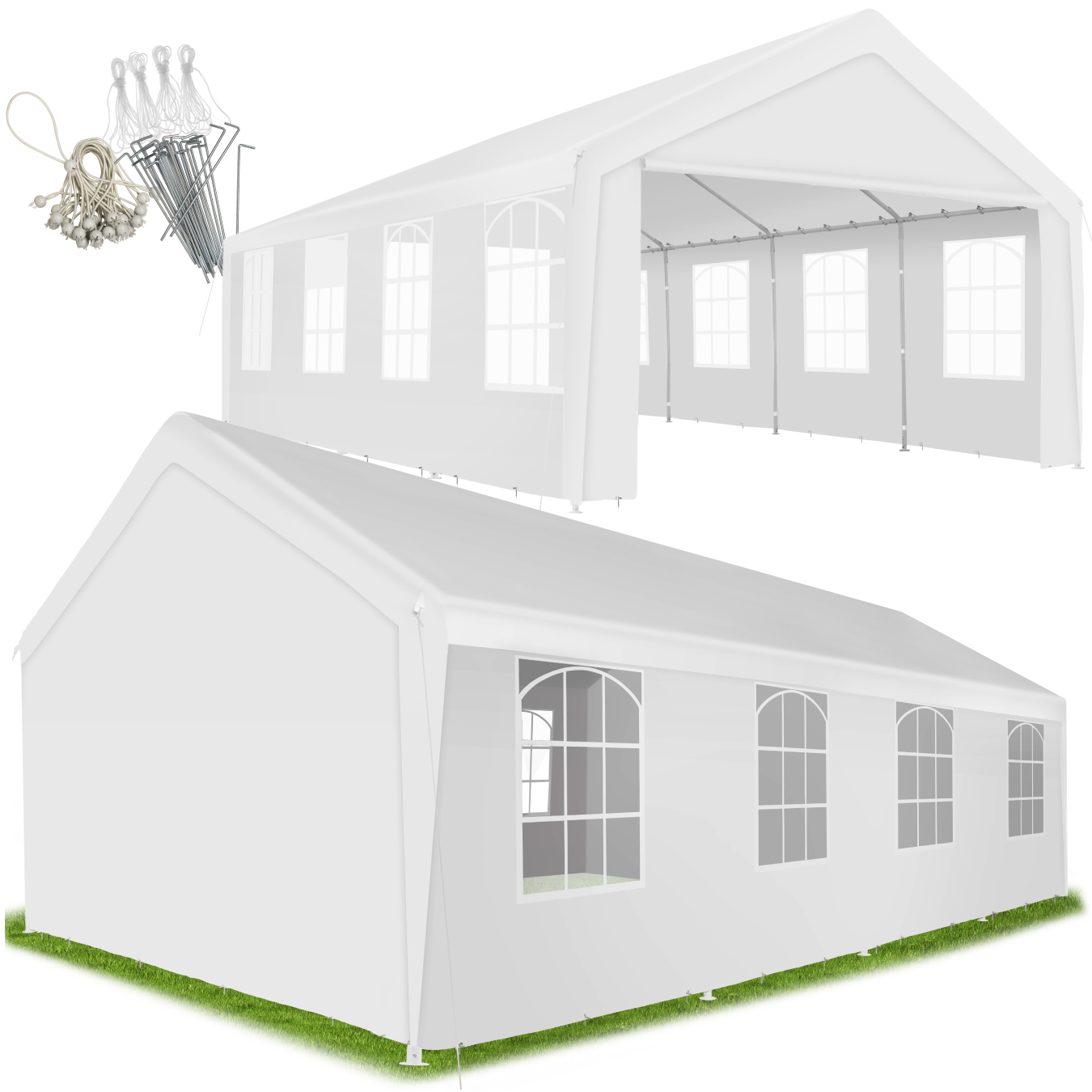 Tendone feste Mammut 8 x 4 m con sistema ad incastro, stabile ed idrorepellente - bianco/bianco | tectake