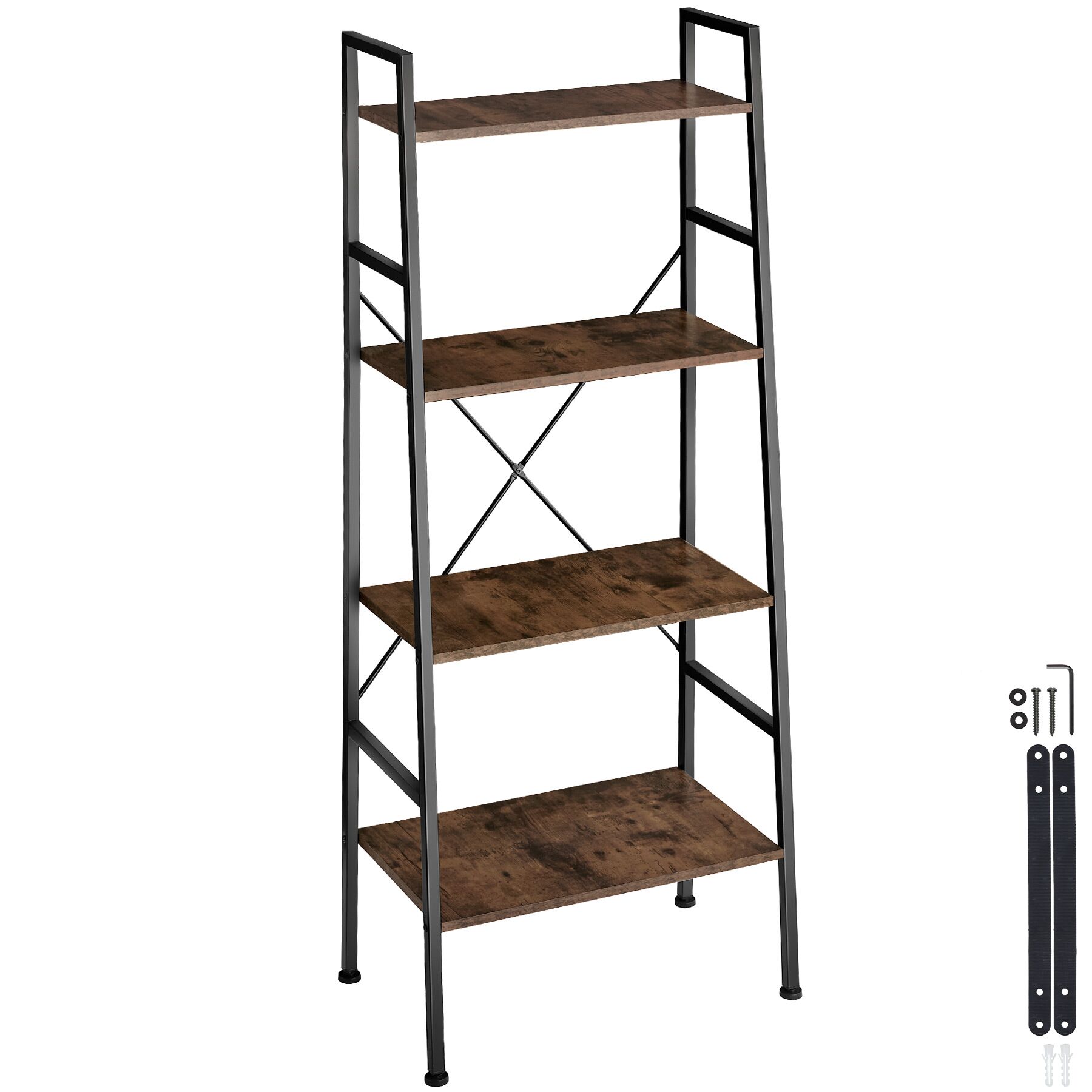 Hylla Liverpool - Industriellt mörkt trä, rustikt av tectake