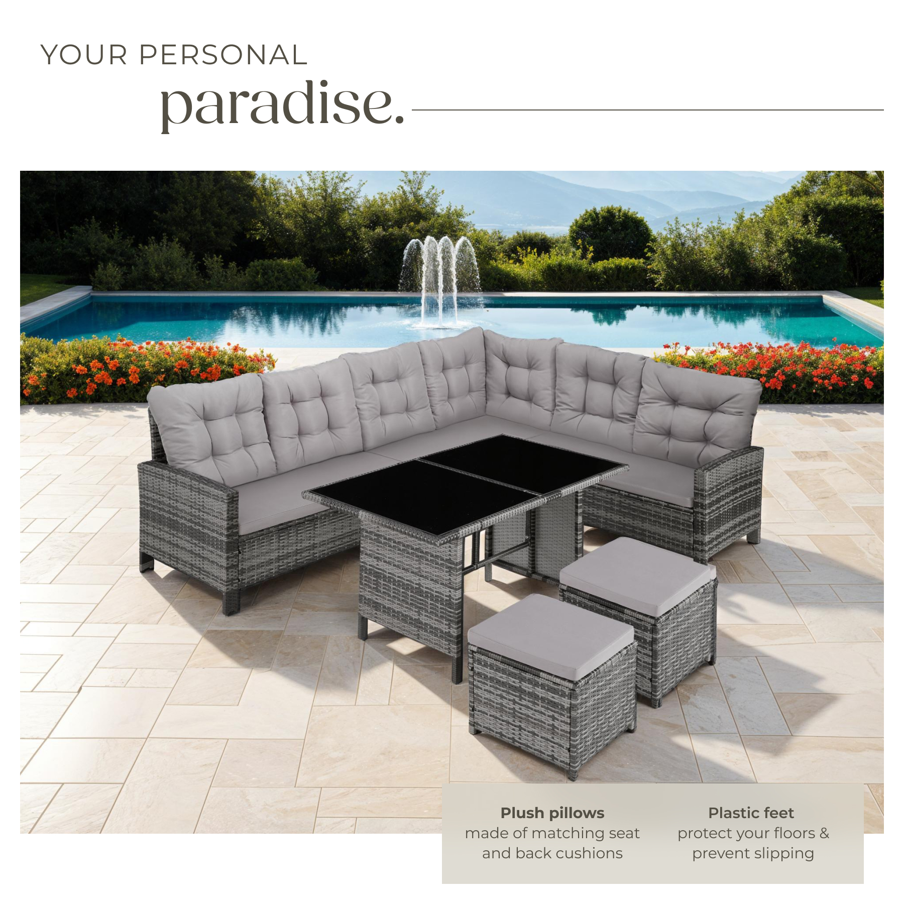 Corner Sofa Garden Furniture Table and Chairs Rattan Set Outdoor Metal Bistro - Picture 29 of 61