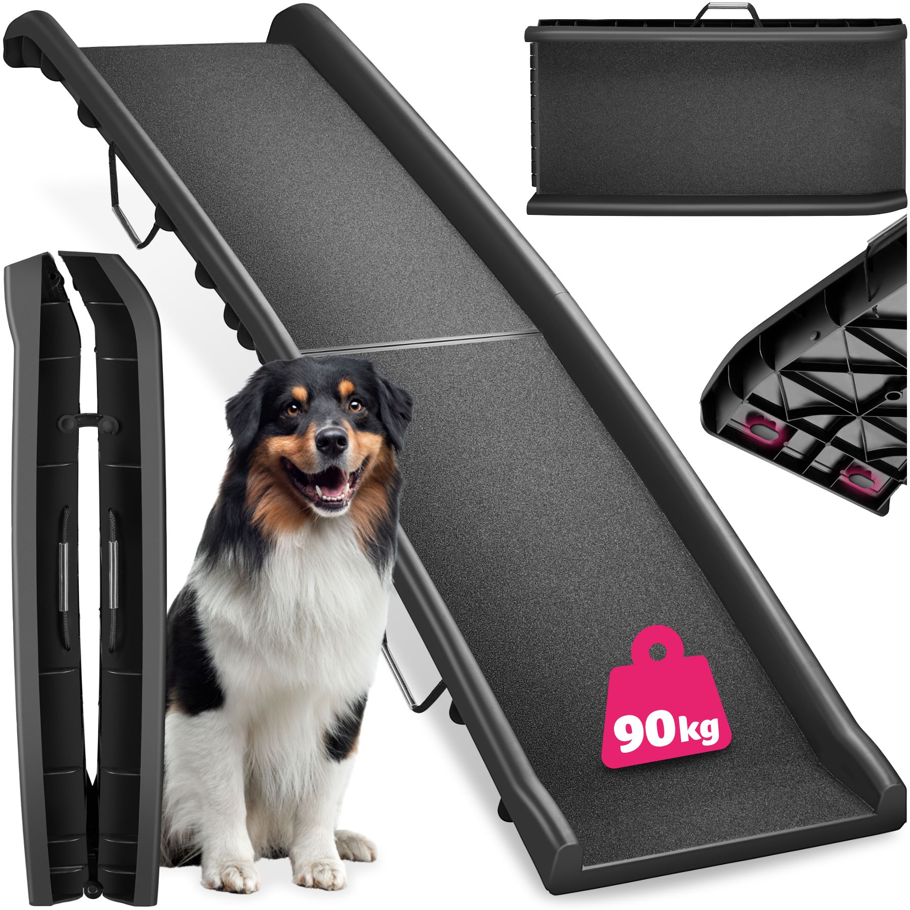 Hunderampe Paw Step Auto, klappbar und rutschfest, bis 90kg - schwarz