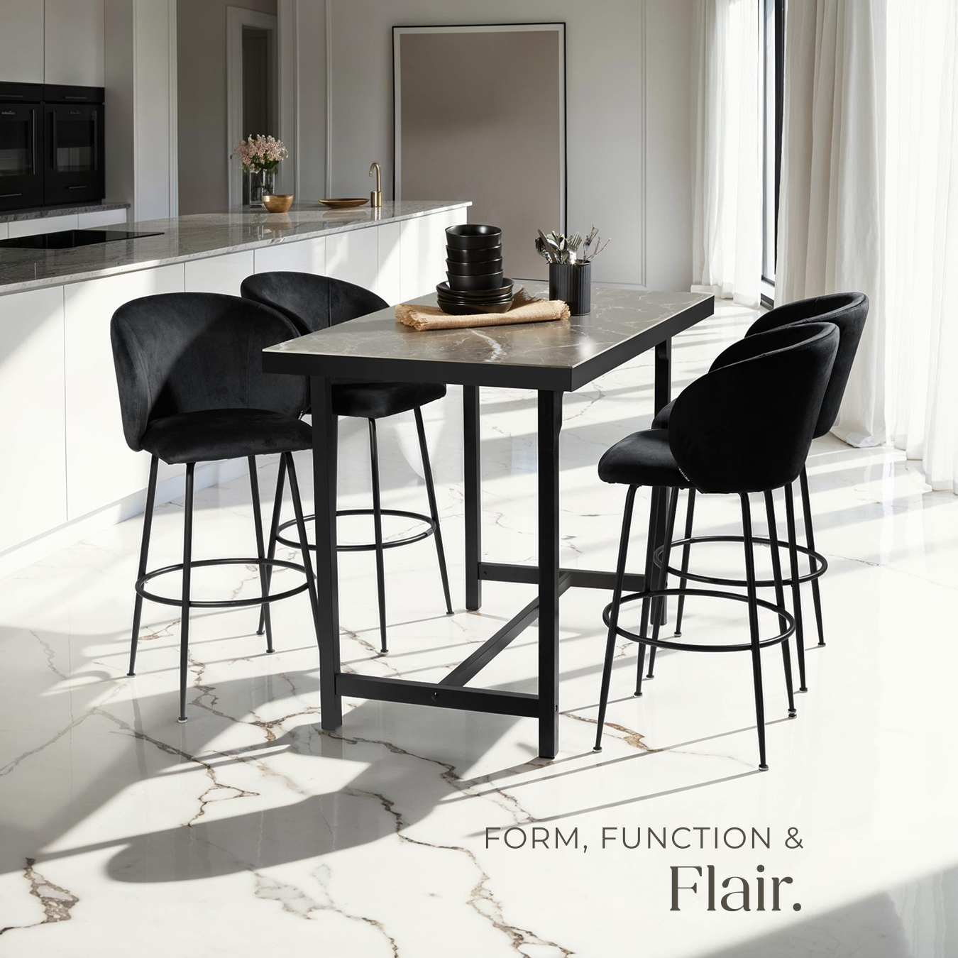 Bar Stools Chairs Faux Velvet Fabric Kitchen Dining Room Furniture Home Office - Picture 20 of 37