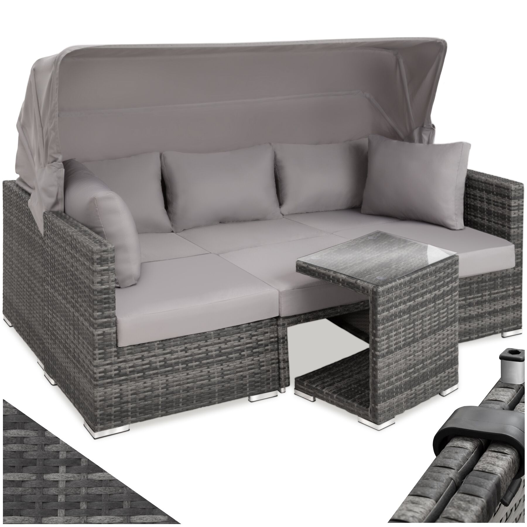 Rotanlounge met aluminium frame San Marino - grijs | tectake