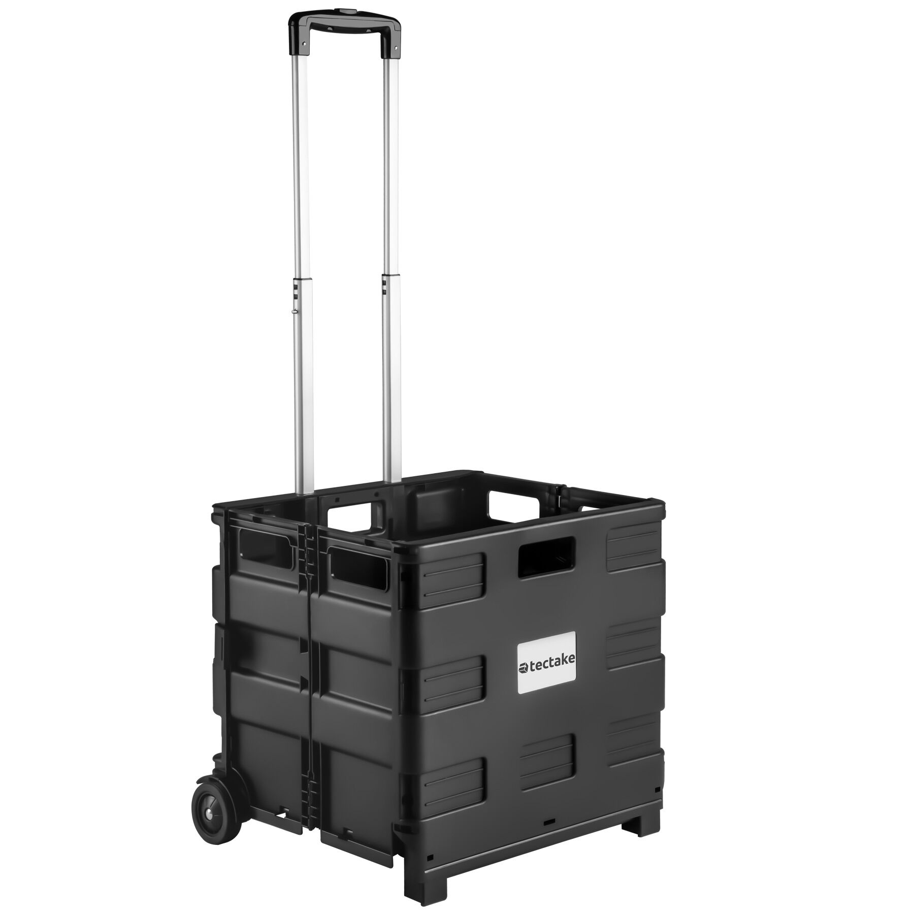 Shopping Trolley - hard shell, foldable, telescopic handle, castors - black