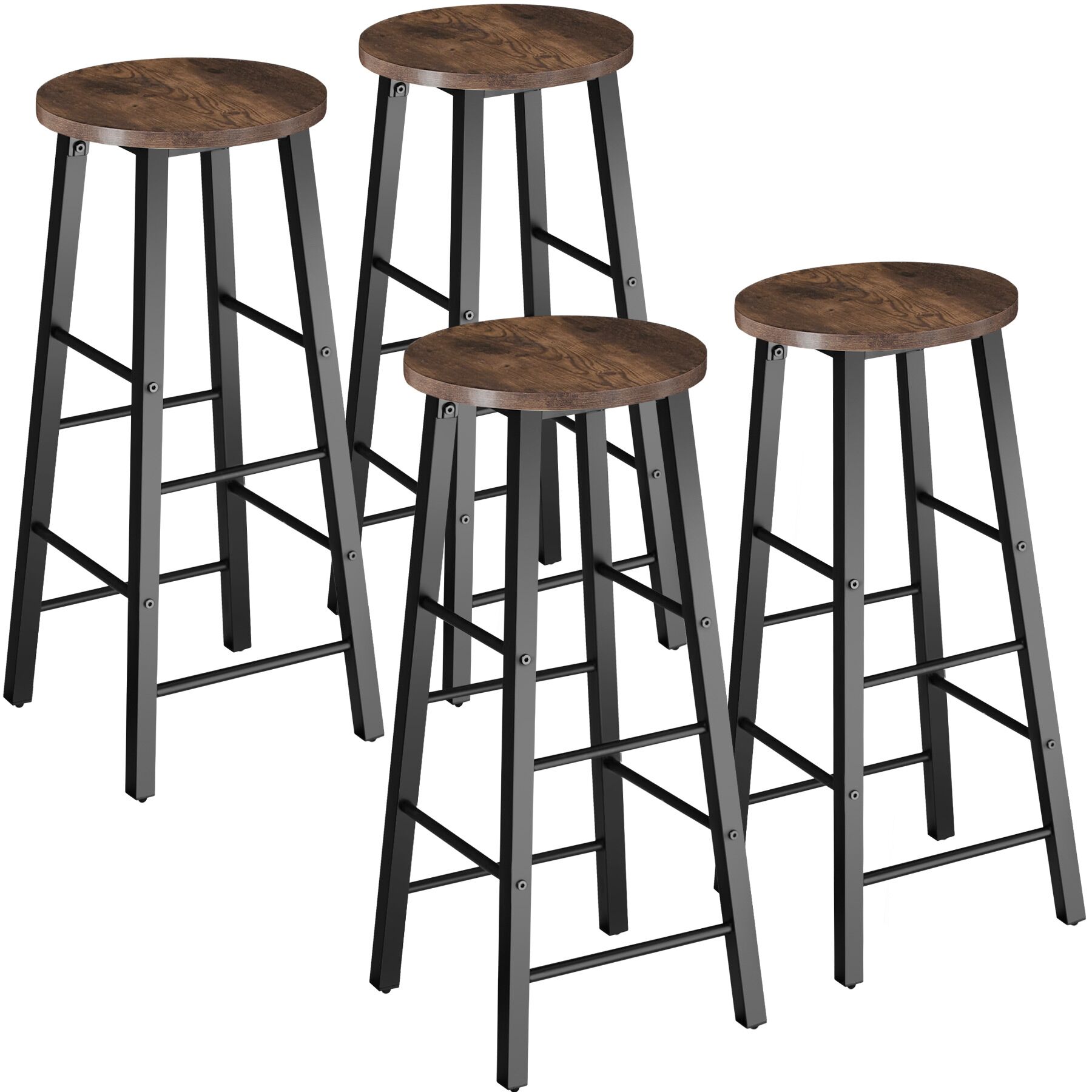 Tabourets de bar Keynes - Bois foncé industriel, rustique | tectake