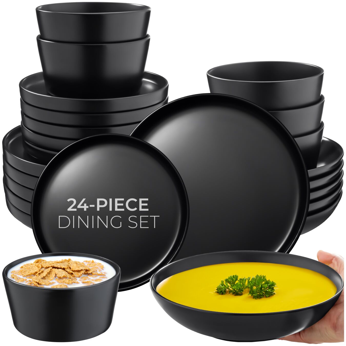 Crockery Set Una - 6 of each dinnerware, dishwasher- and microwave-safe - 24 pc