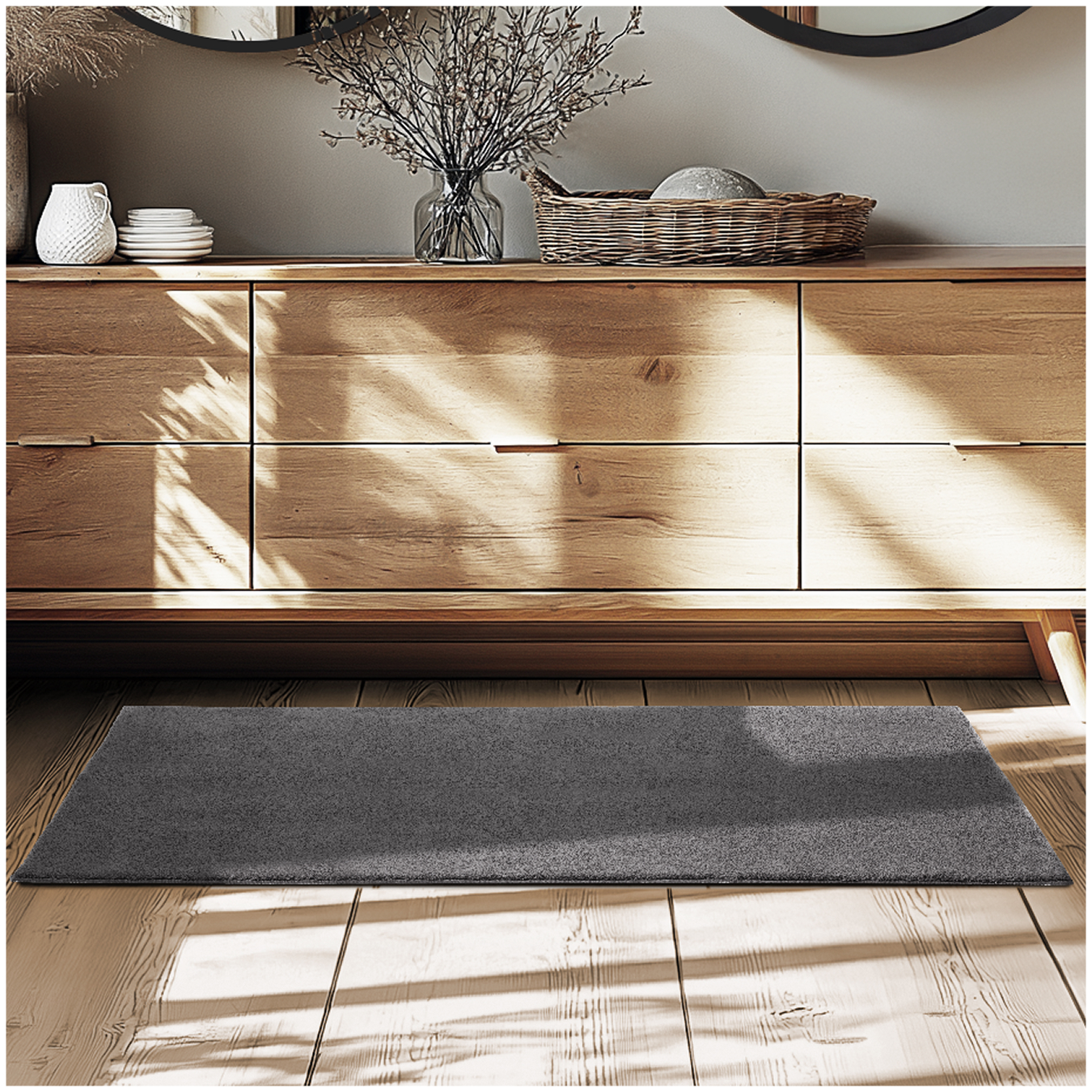 Kurzflorteppich Soft Zone - anthrazit, 60 x 110 cm