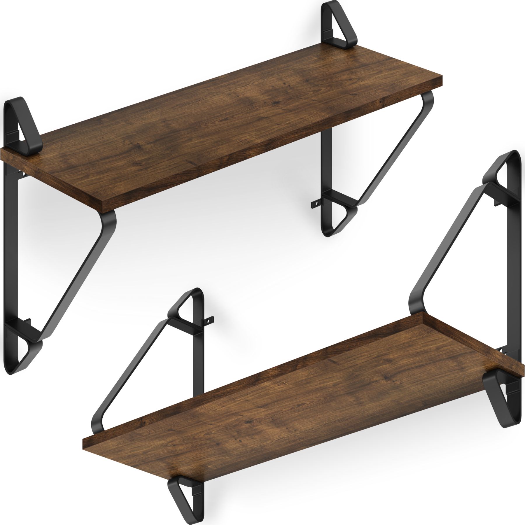 2 wandplanken Irvine - Industrieel hout donker, rustiek | tectake