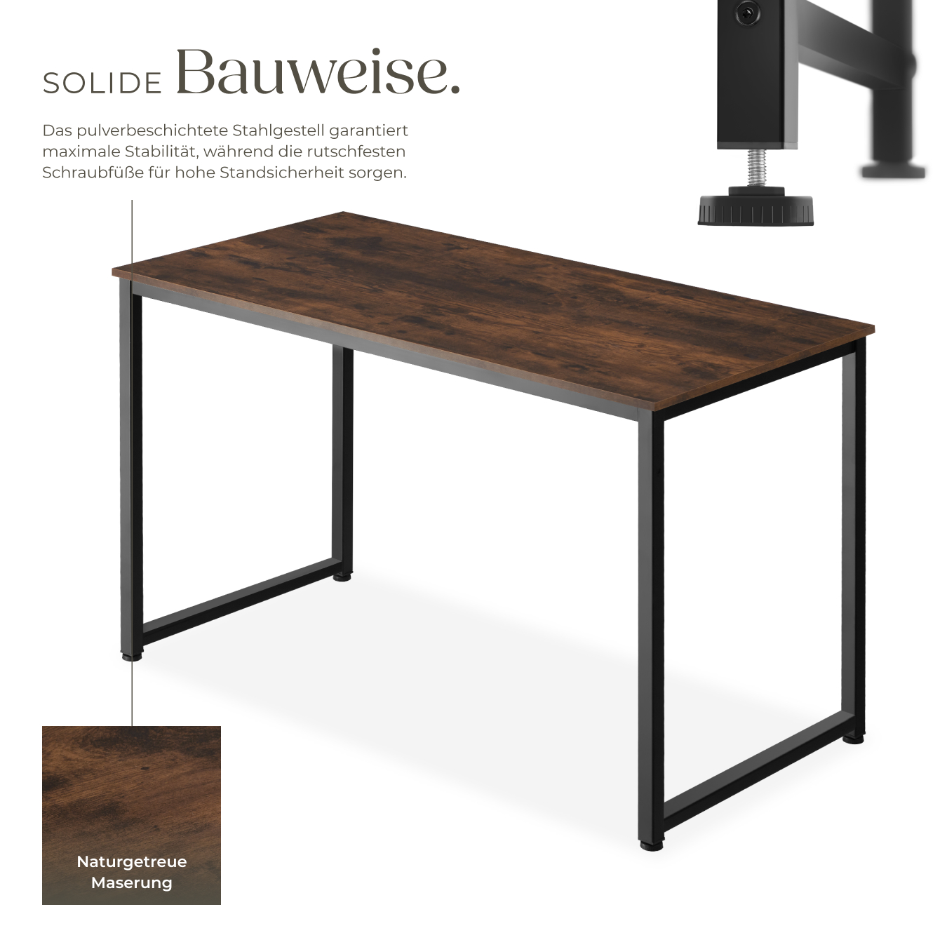 Schreibtisch Computertisch Bürotisch Tisch 120140 cm Holz Metall Industrie Stil