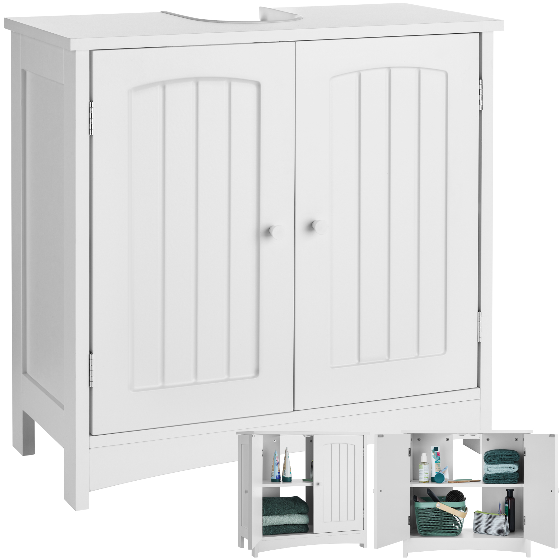 Wastafelonderkast Jasper, 2 vakken, draagkracht 35 kg - wit