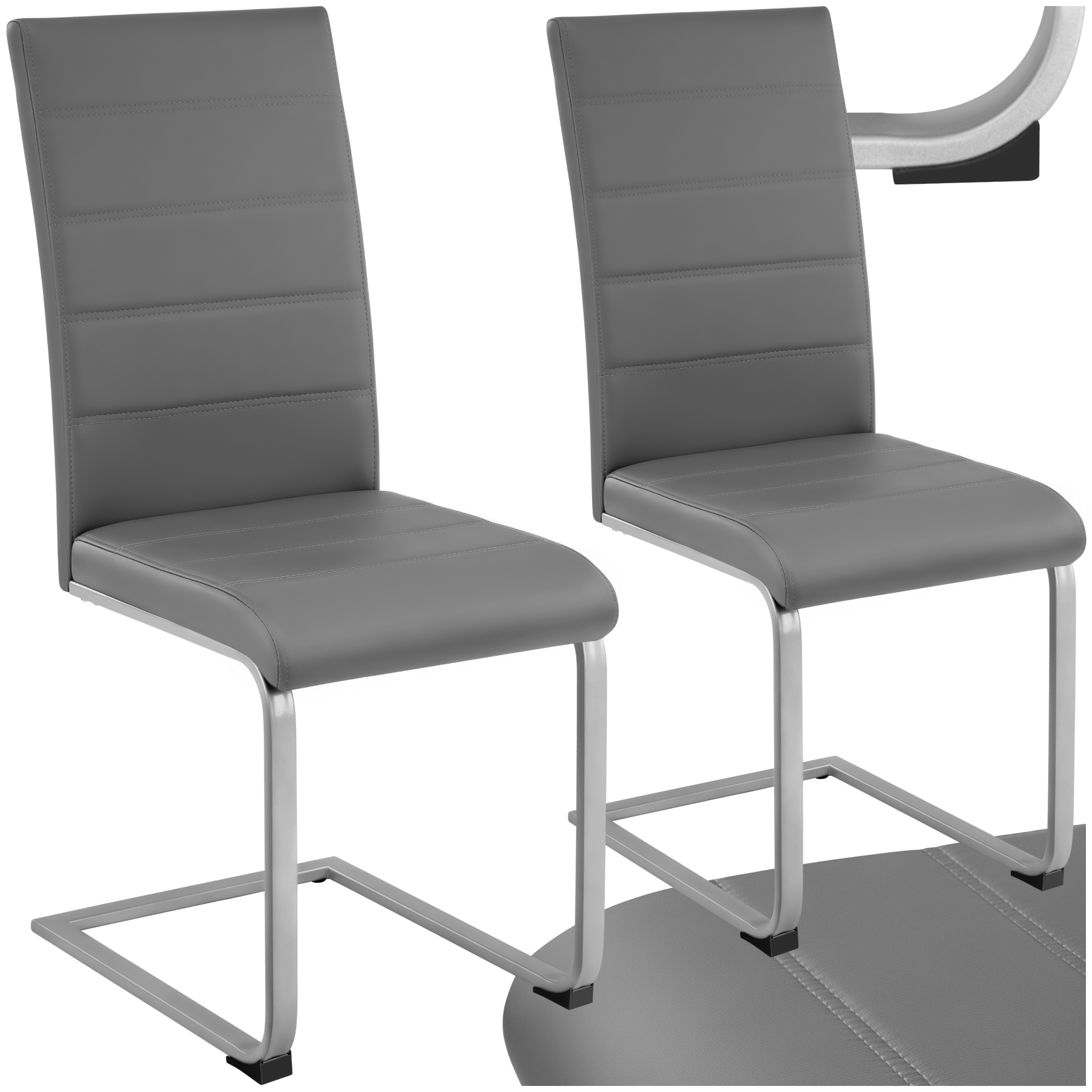 Schwingstühle, Kunstleder - grau, 2er Set