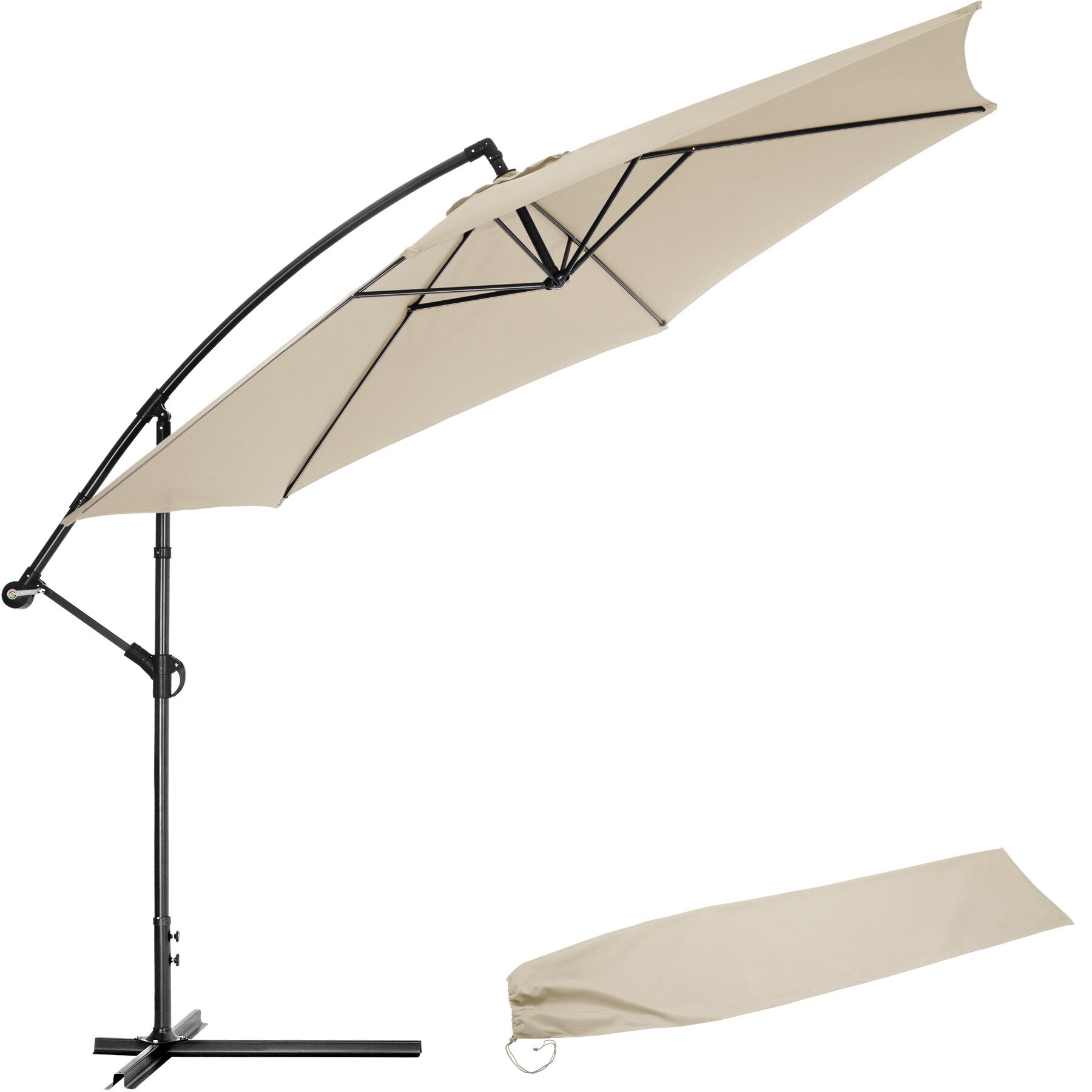 Parasol 350 cm avec housse de protection - beige | tectake