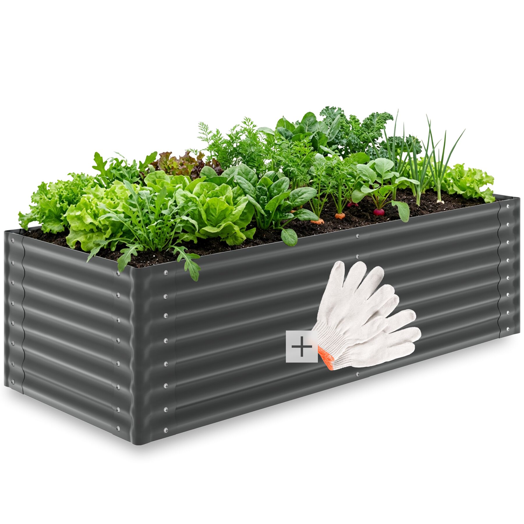 Bac à fleurs surélevé Blomma galvanisé, différentes tailles - gris anthracite | tectake