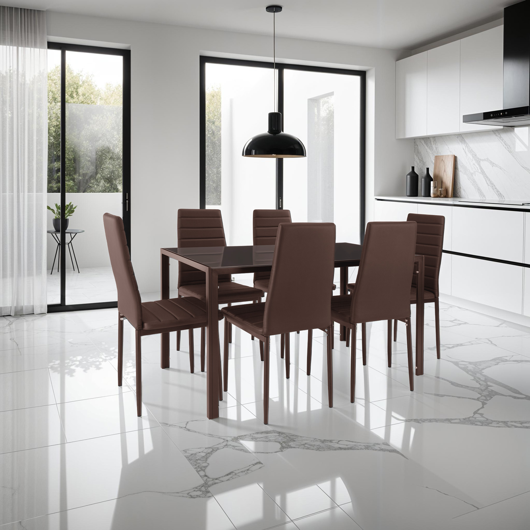 Dining Chair Set Kitchen Living Room Furniture Faux Leather Chairs Thick Padding - Picture 60 of 61