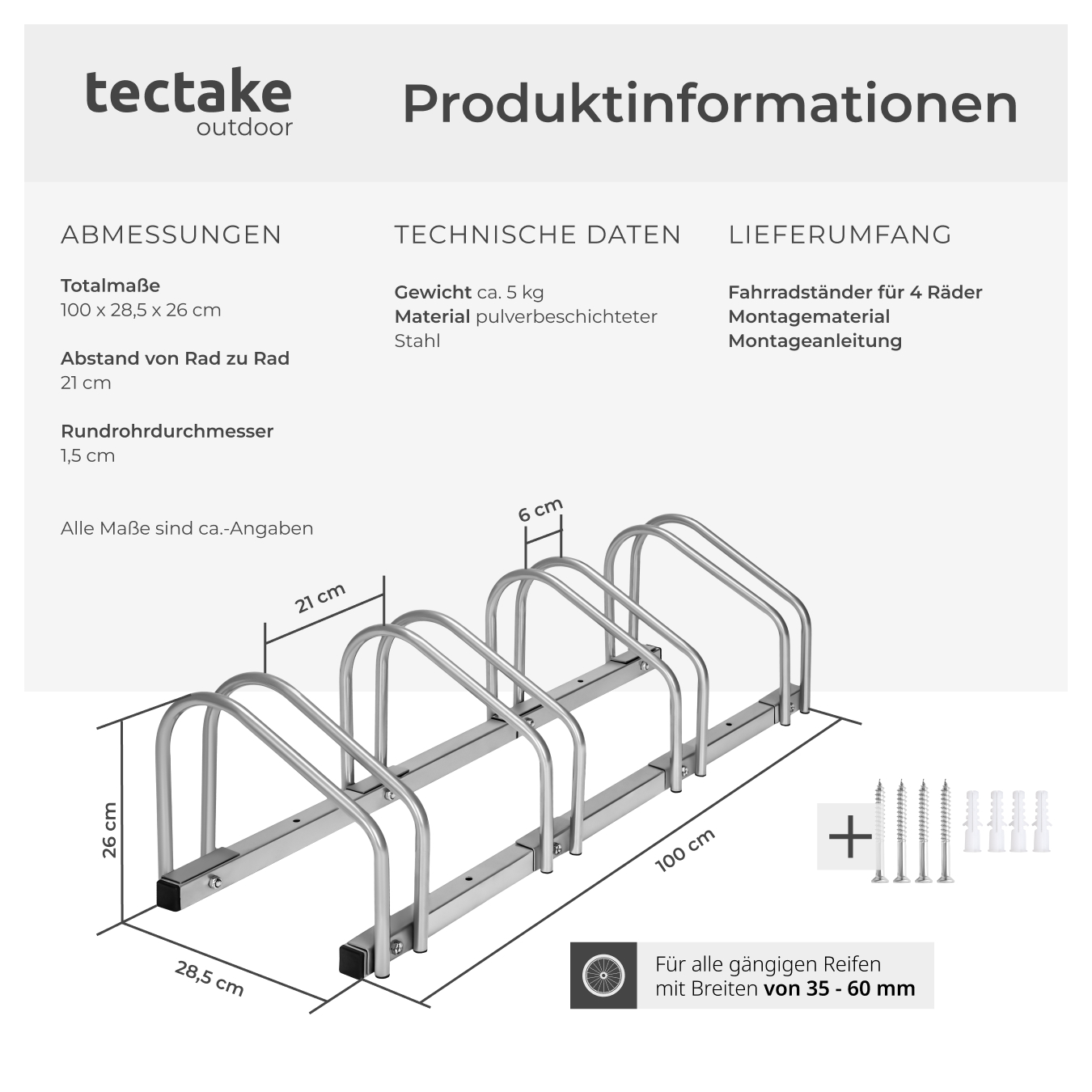 Fahrradständer für 3 bis 5 Fahrräder Fahrrad Fahrradhalter Ständer Reihenständer